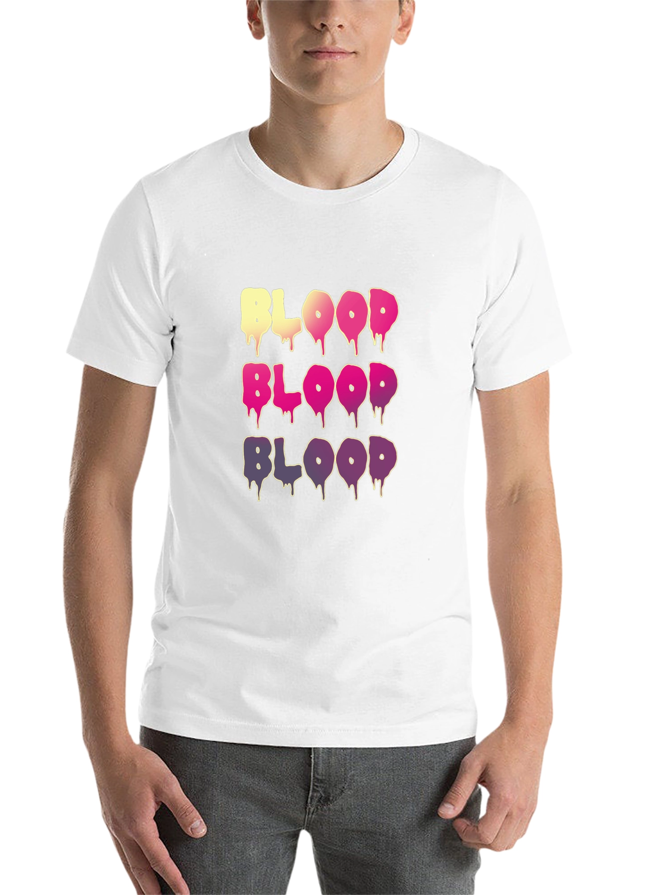 Black Men's Blood Graphic Print Crew Neck T-Shirt view 14
