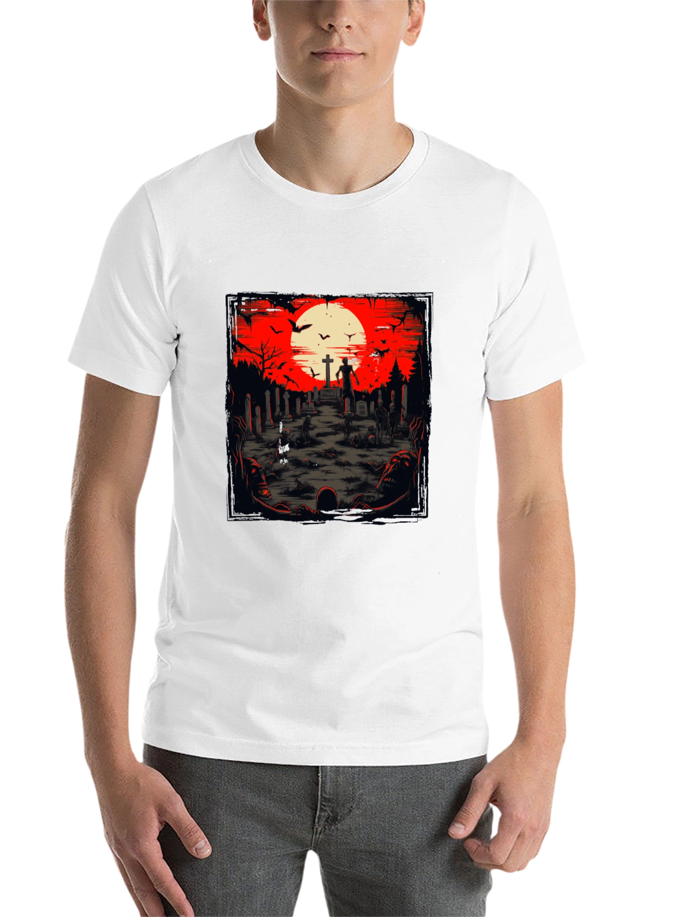 Black Zombie Graveyard T-Shirt - Spooky Halloween Design view 14