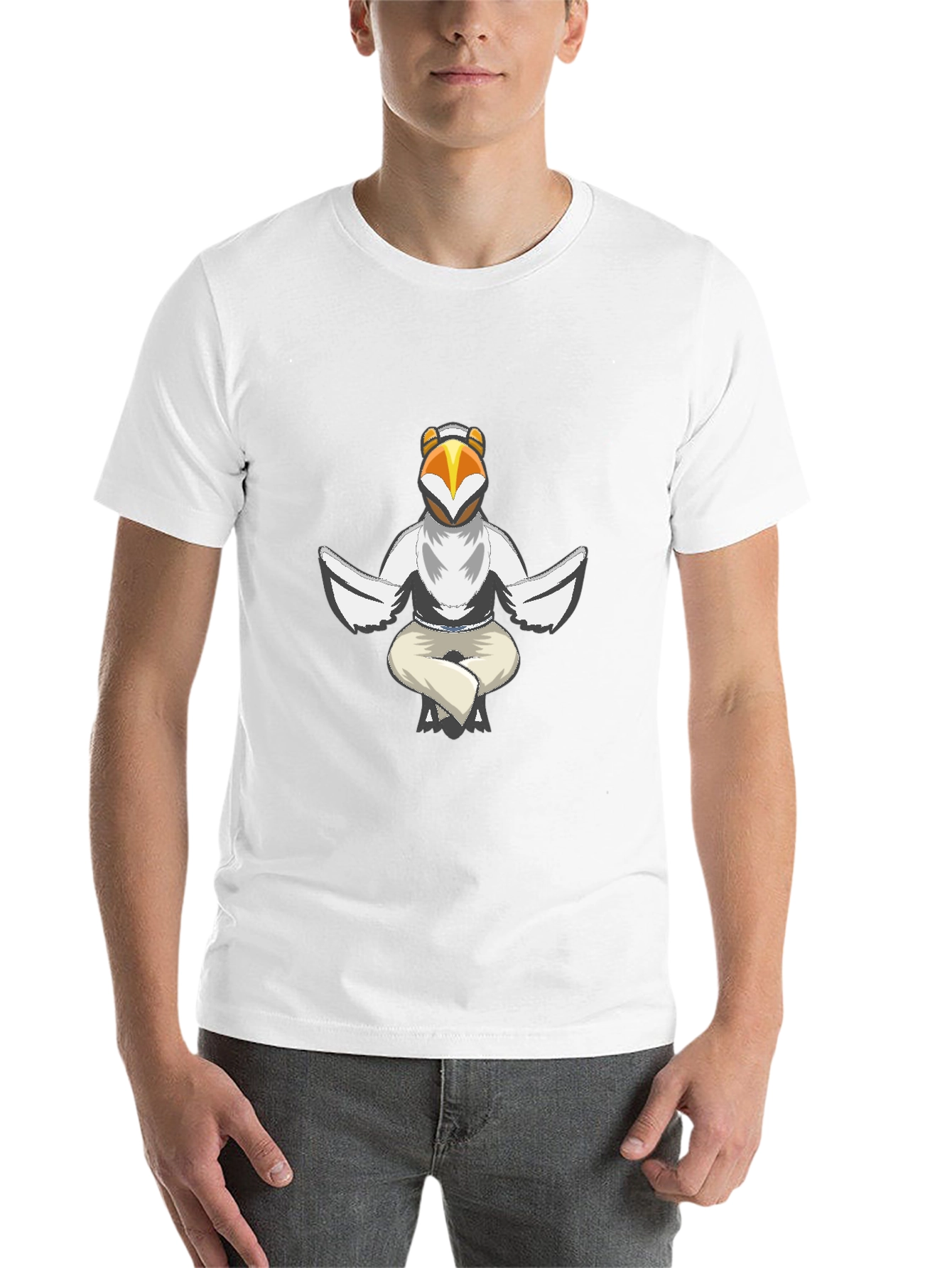 Black Cool Bird Meditating Graphic Tee - Black view 14