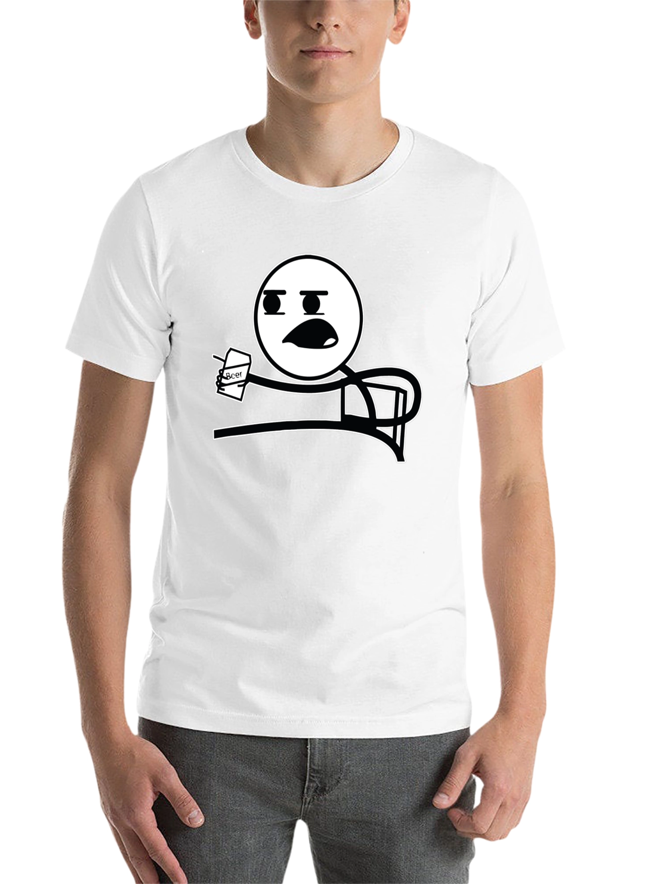 Black Funny Meme T-Shirt - Stick Figure Drinking Beer Tee view 14