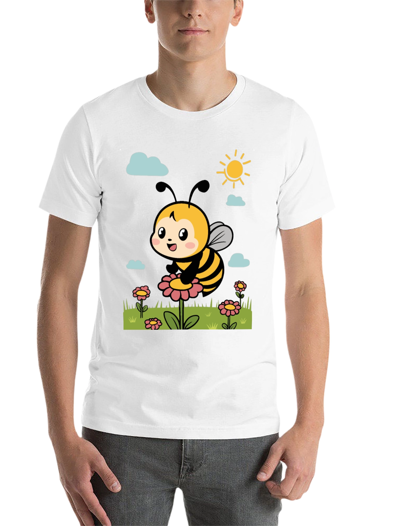 Black Cute Bee Graphic Tee - Black T-Shirt view 14