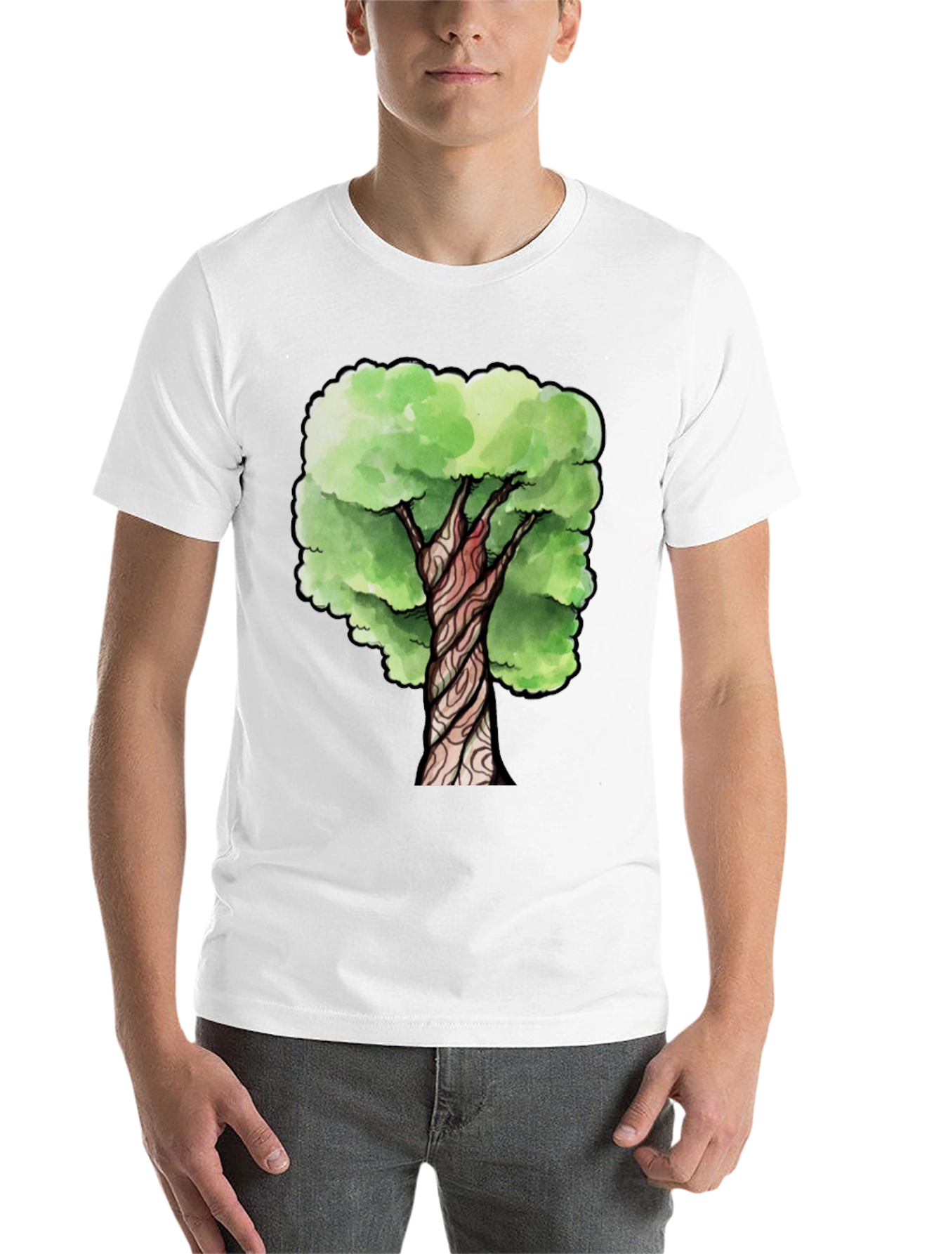 Black Watercolor Tree Graphic Print Black T-Shirt view 14