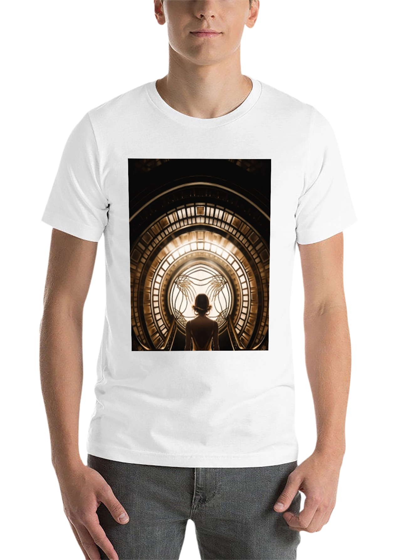 Black Art Deco Portal Graphic Tee - Unique Design view 14