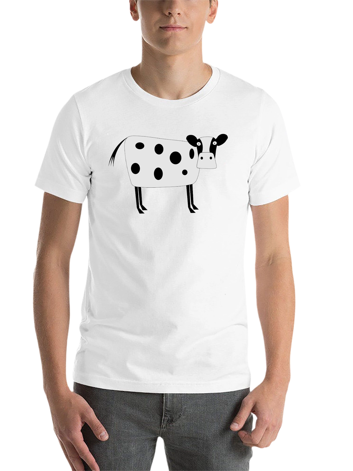 Black Cow Graphic Tee - Black Cotton Blend Casual T-Shirt view 14