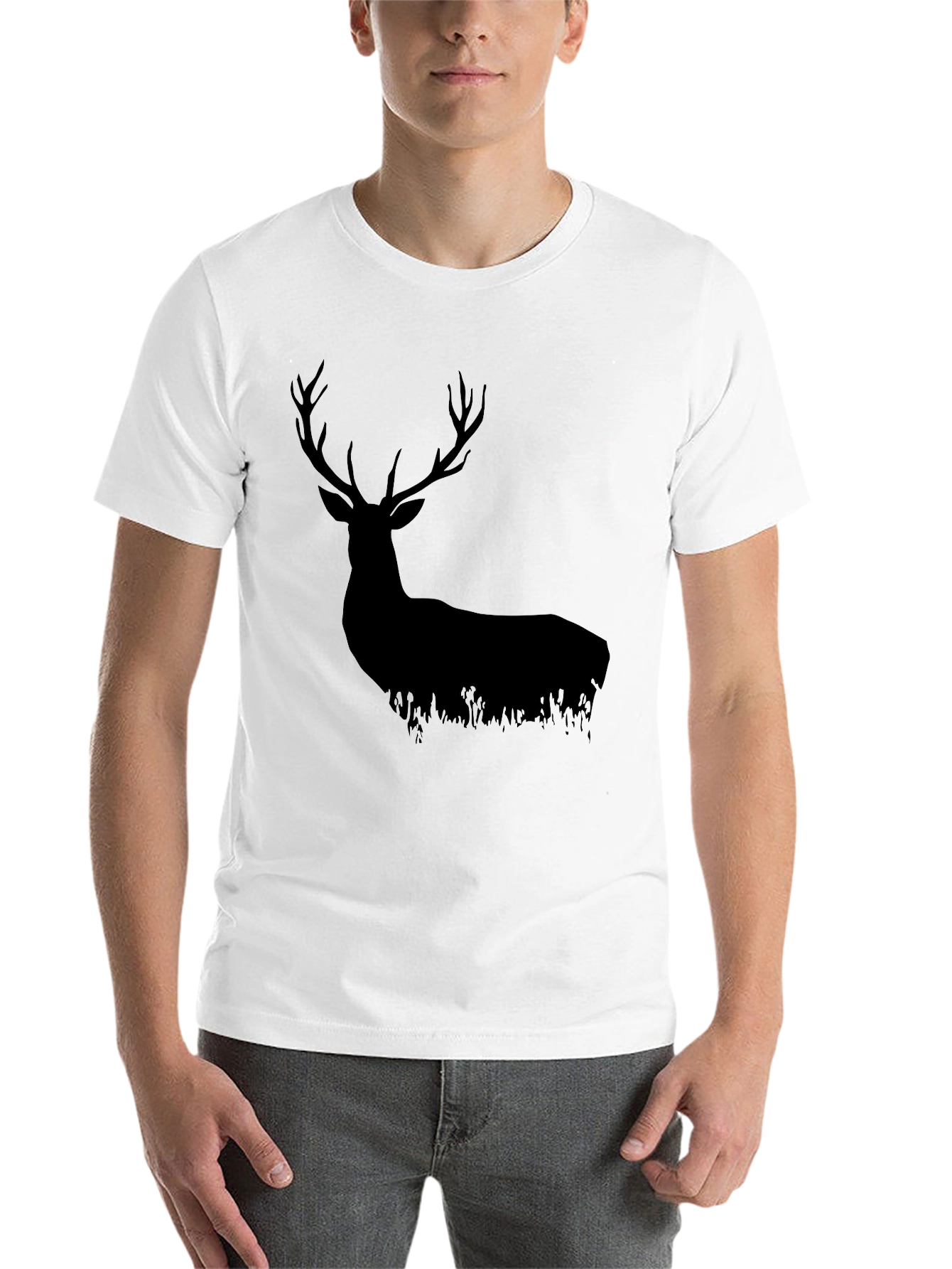Black Black Deer Silhouette Graphic Tee - Nature Lover's Shirt view 14