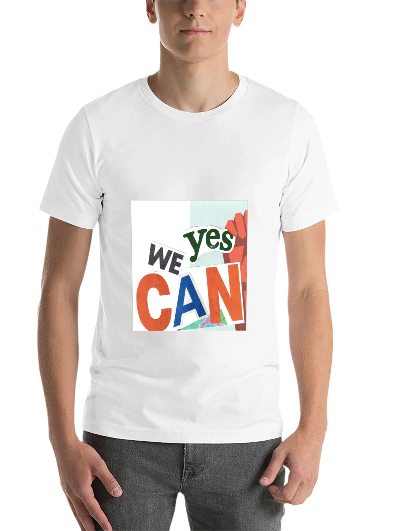 Black We Yes Can Graphic Print Black T-Shirt view 14