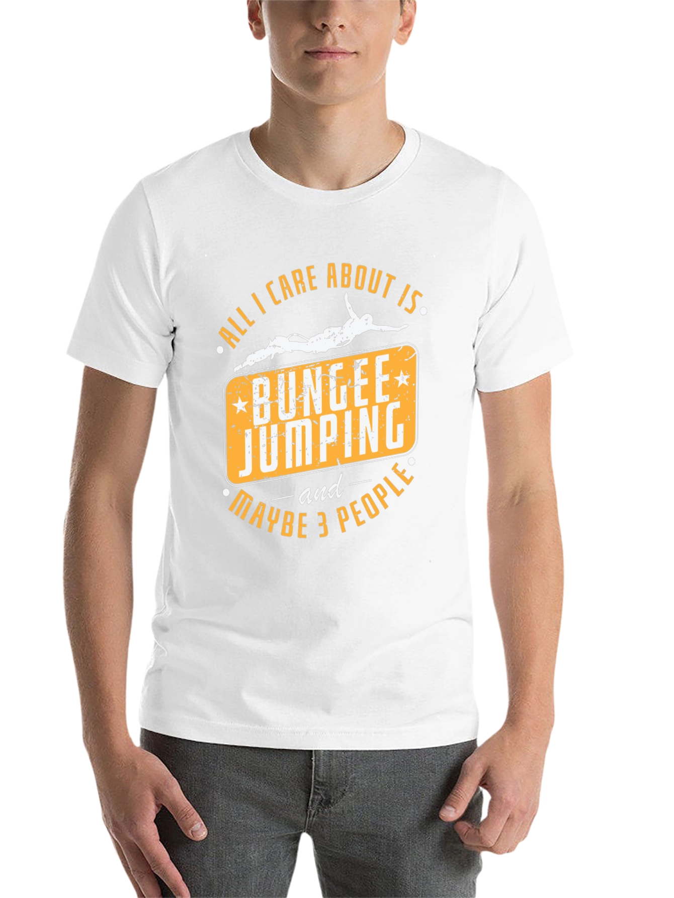Black Bungee Jumping T-Shirt - All I Care About Is Bungee Jumping and Maybe 3 People view 14