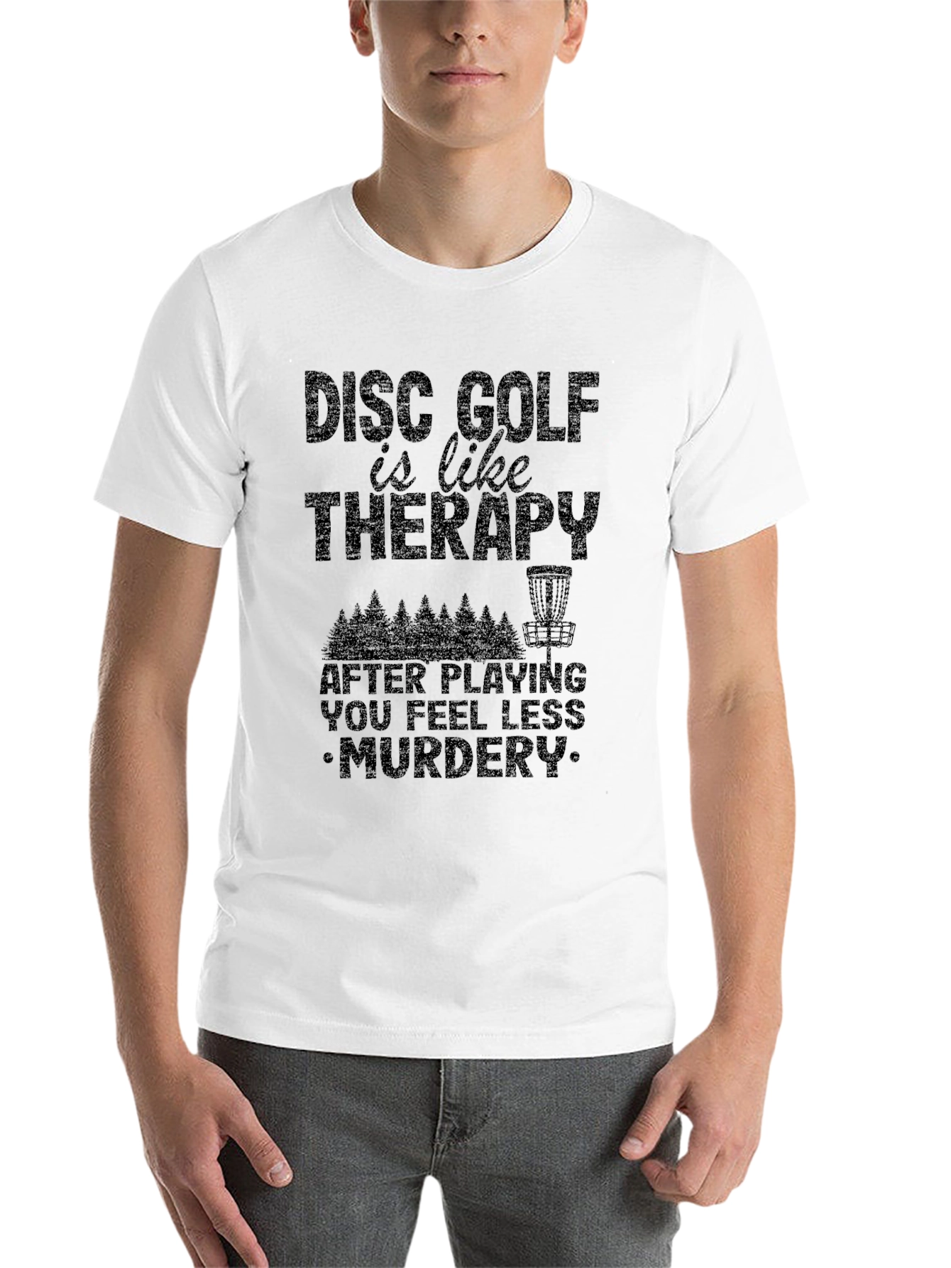 Black Disc Golf Therapy Graphic Tee view 14