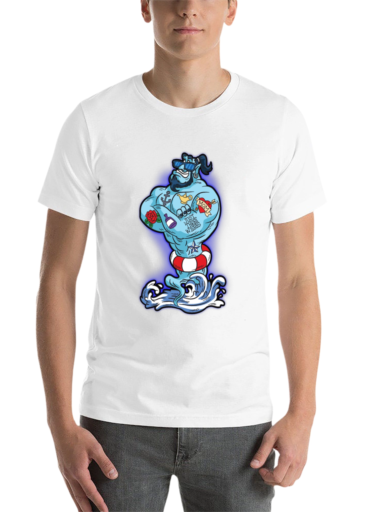 Black Cartoon Genie Tattoo T-Shirt view 14