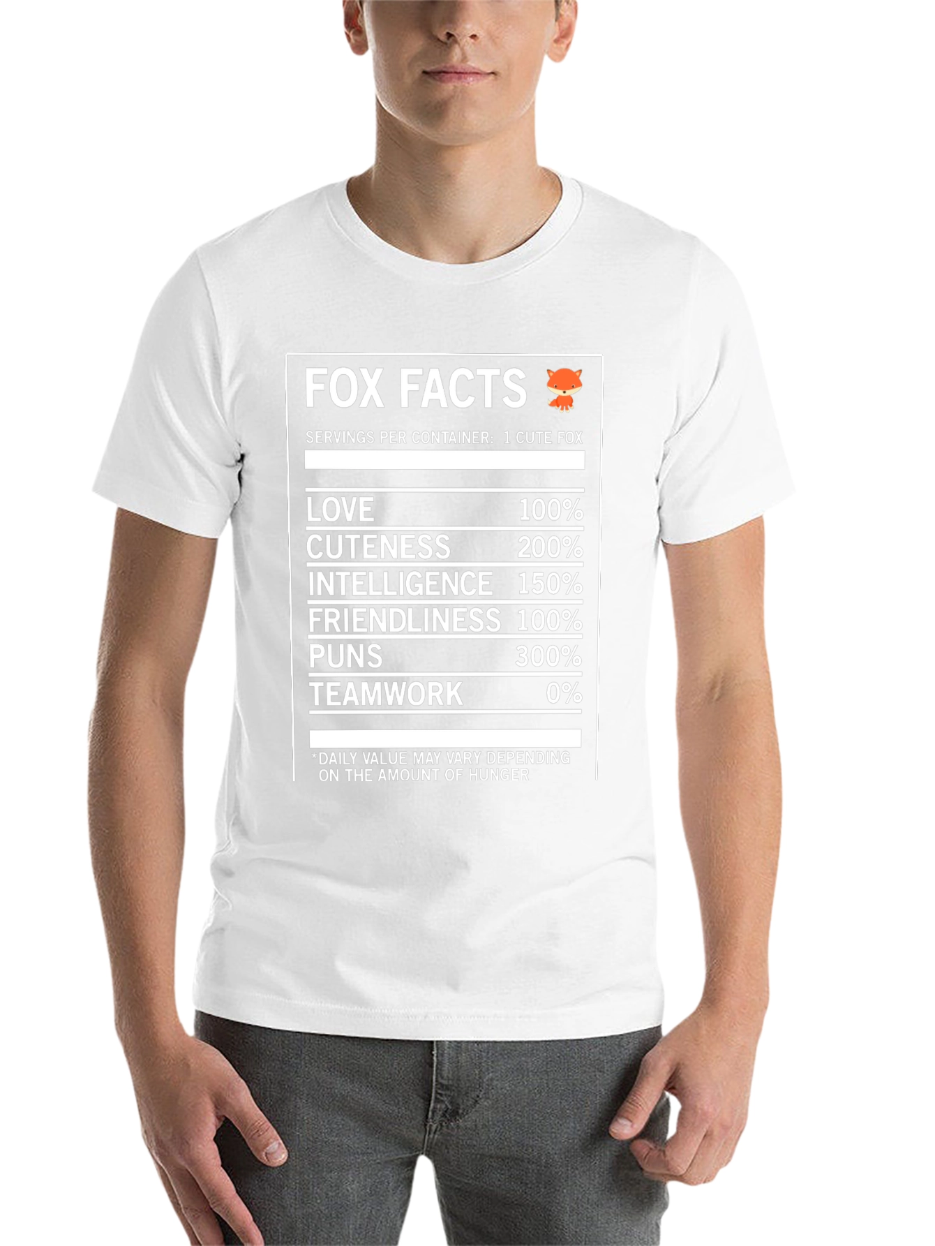 Black Fox Facts Nutrition T-Shirt - Love, Cuteness & Intelligence view 14
