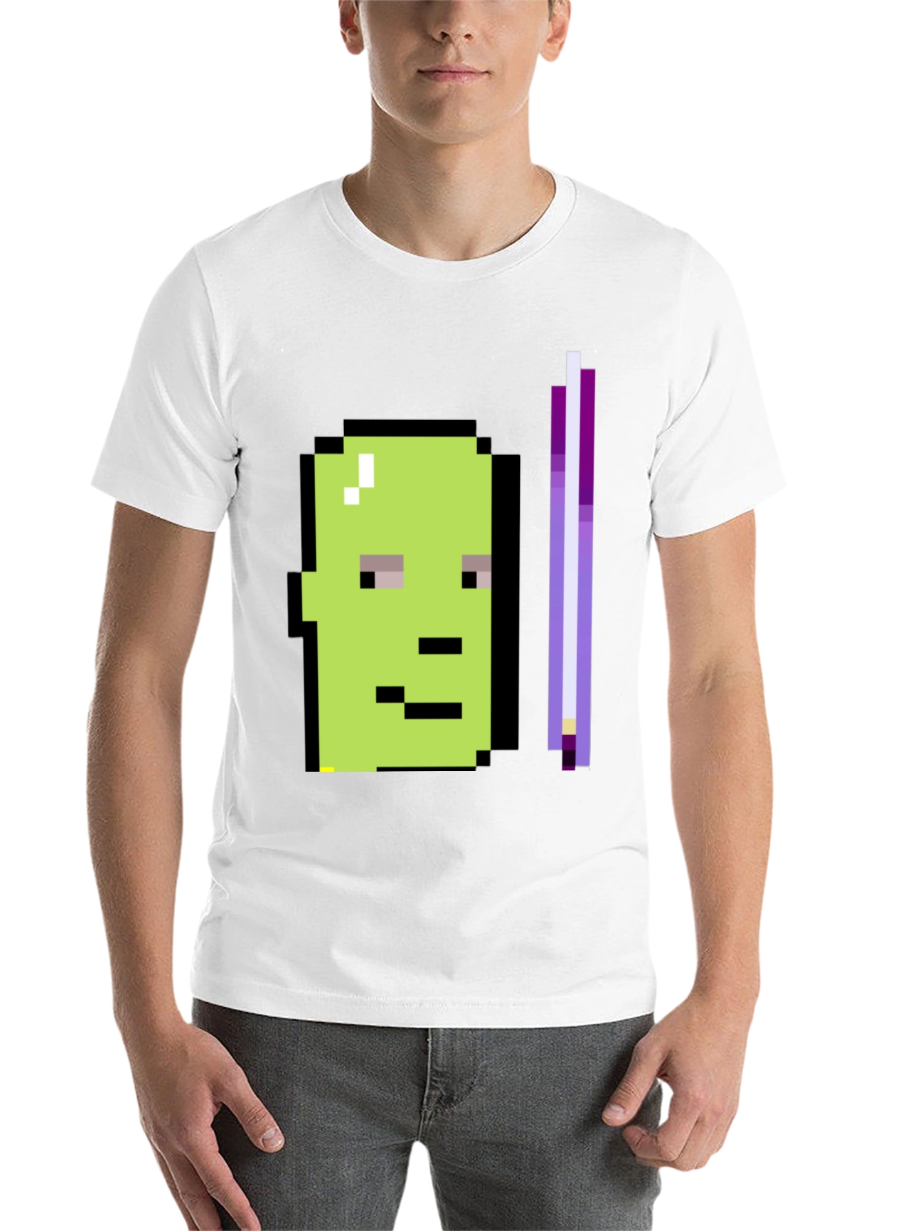Black Pixel Art Character Graphic Tee - Black T-Shirt view 14