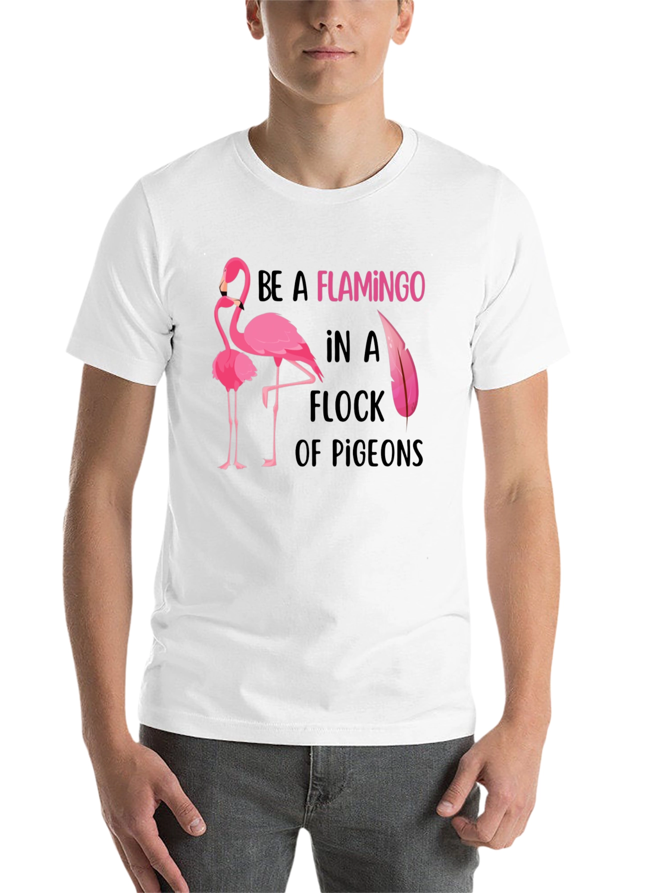 Black Be a Flamingo Graphic Tee - Statement T-Shirt view 14
