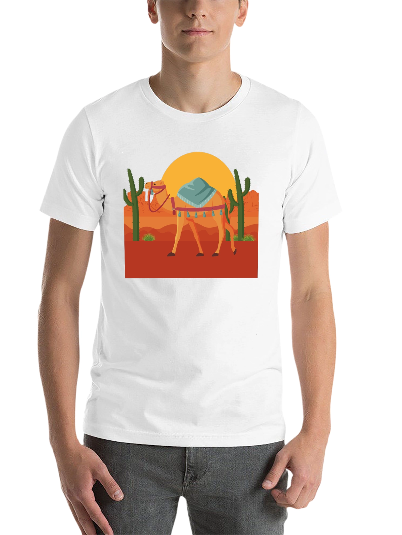 Black Desert Camel Graphic Tee - Unisex Black T-Shirt view 14