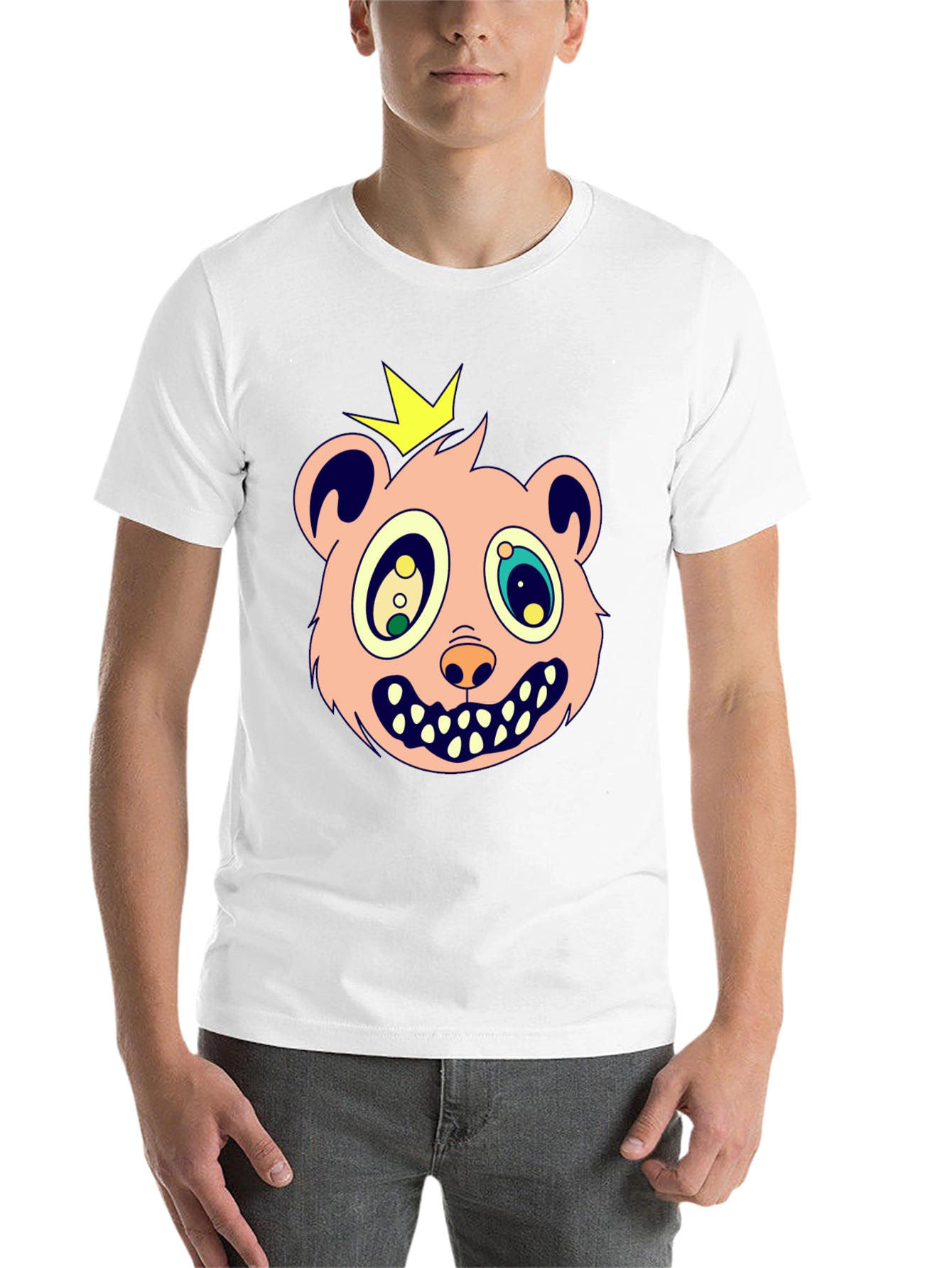 Black Cartoon Bear King Graphic Tee view 14