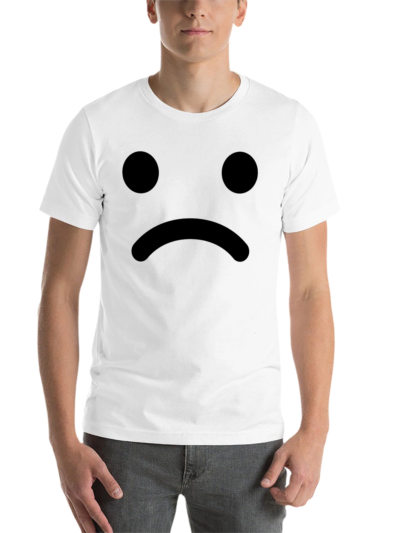 Black Sad Face Graphic Tee - Black Cotton Comfort view 14