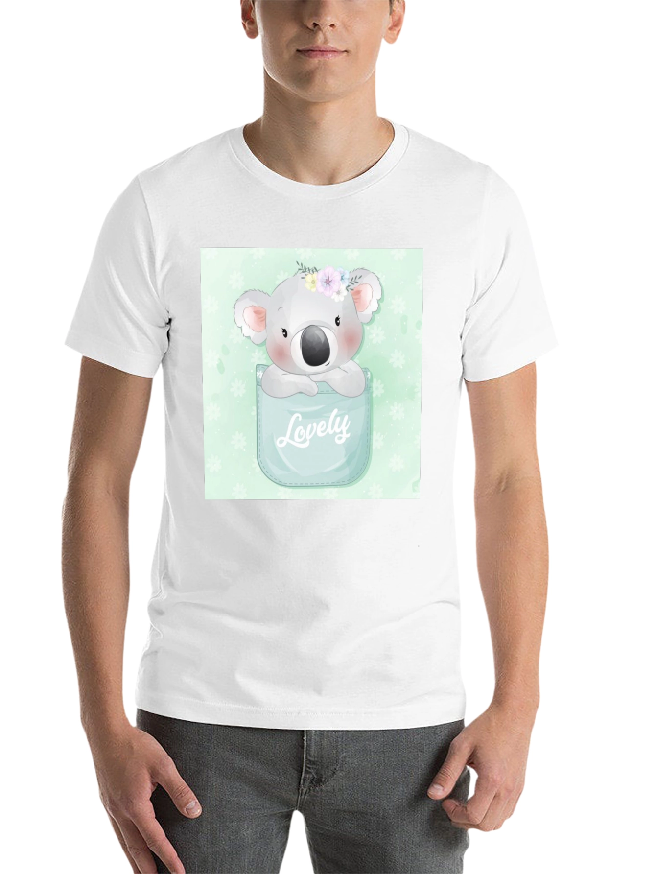 Black Koala 'Lovely' Pocket T-Shirt - Adorable Graphic Tee view 14