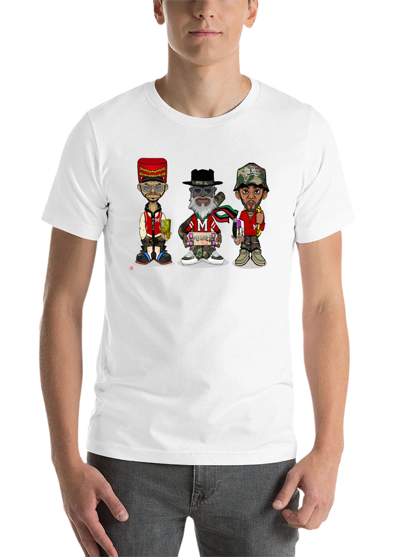 Black Stylish Cartoon Character Graphic T-Shirt view 14