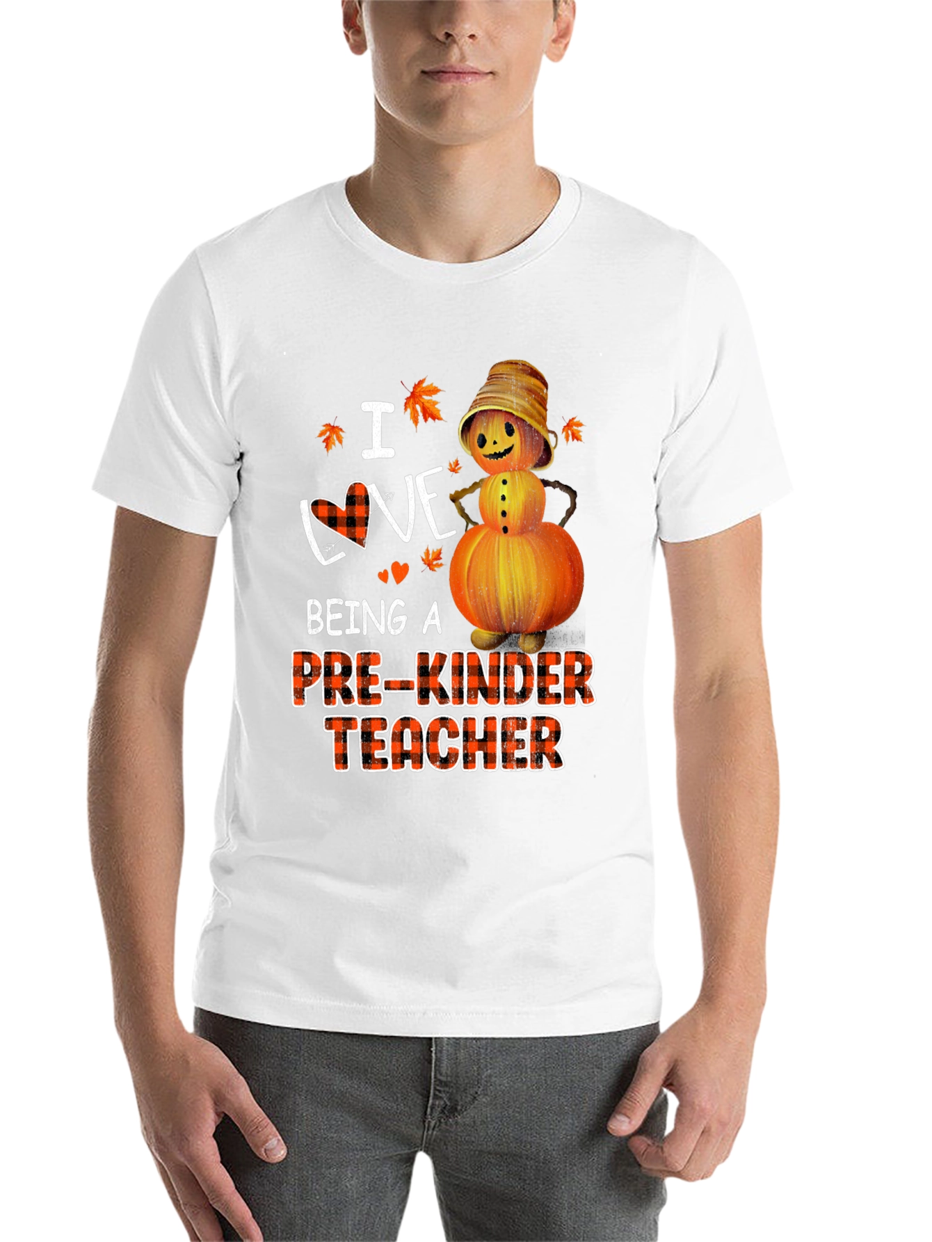 Black Pre-Kinder Teacher Fall Pumpkin T-Shirt view 14