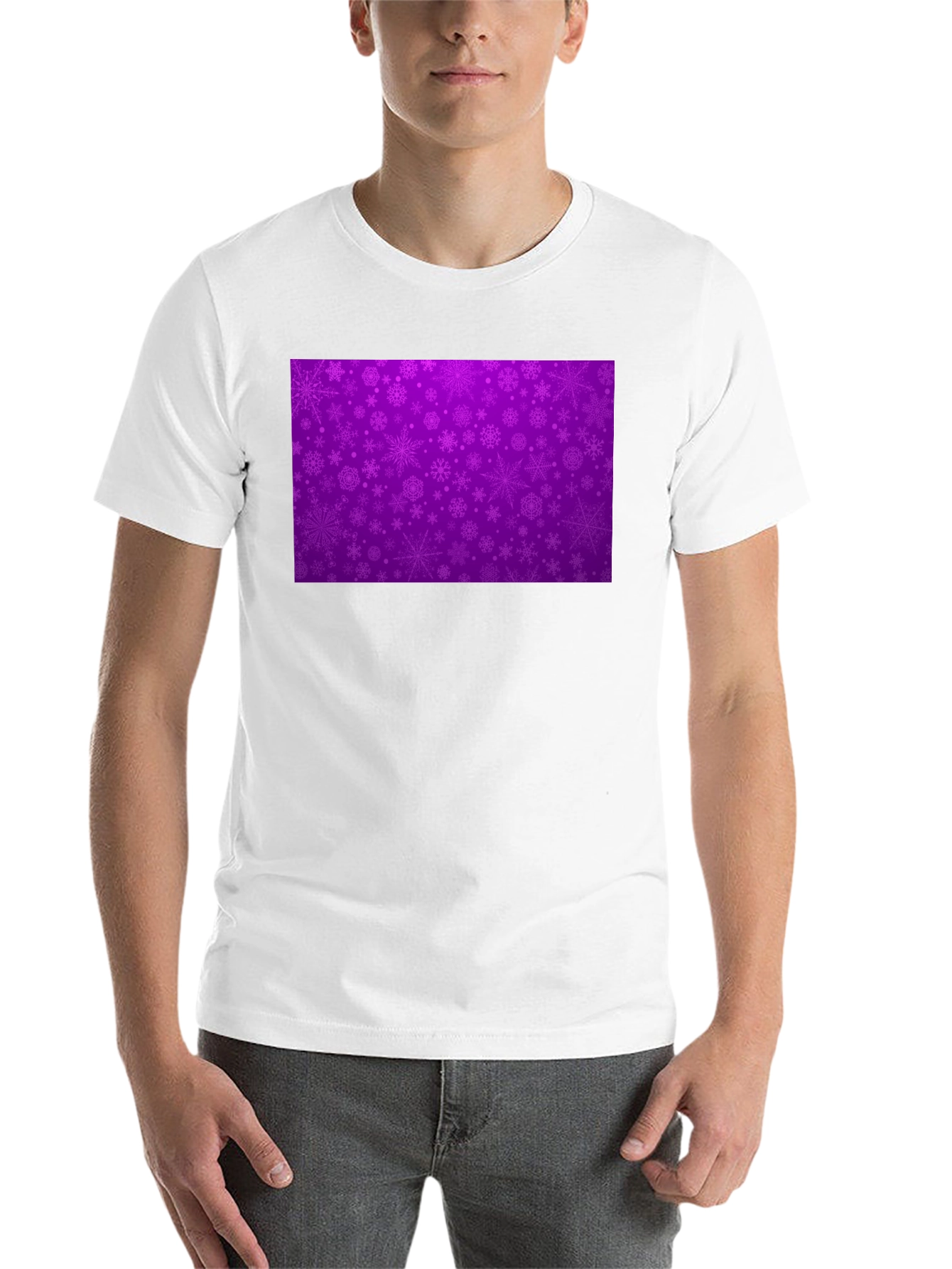 Black Purple Snowflake Pattern T-Shirt view 14
