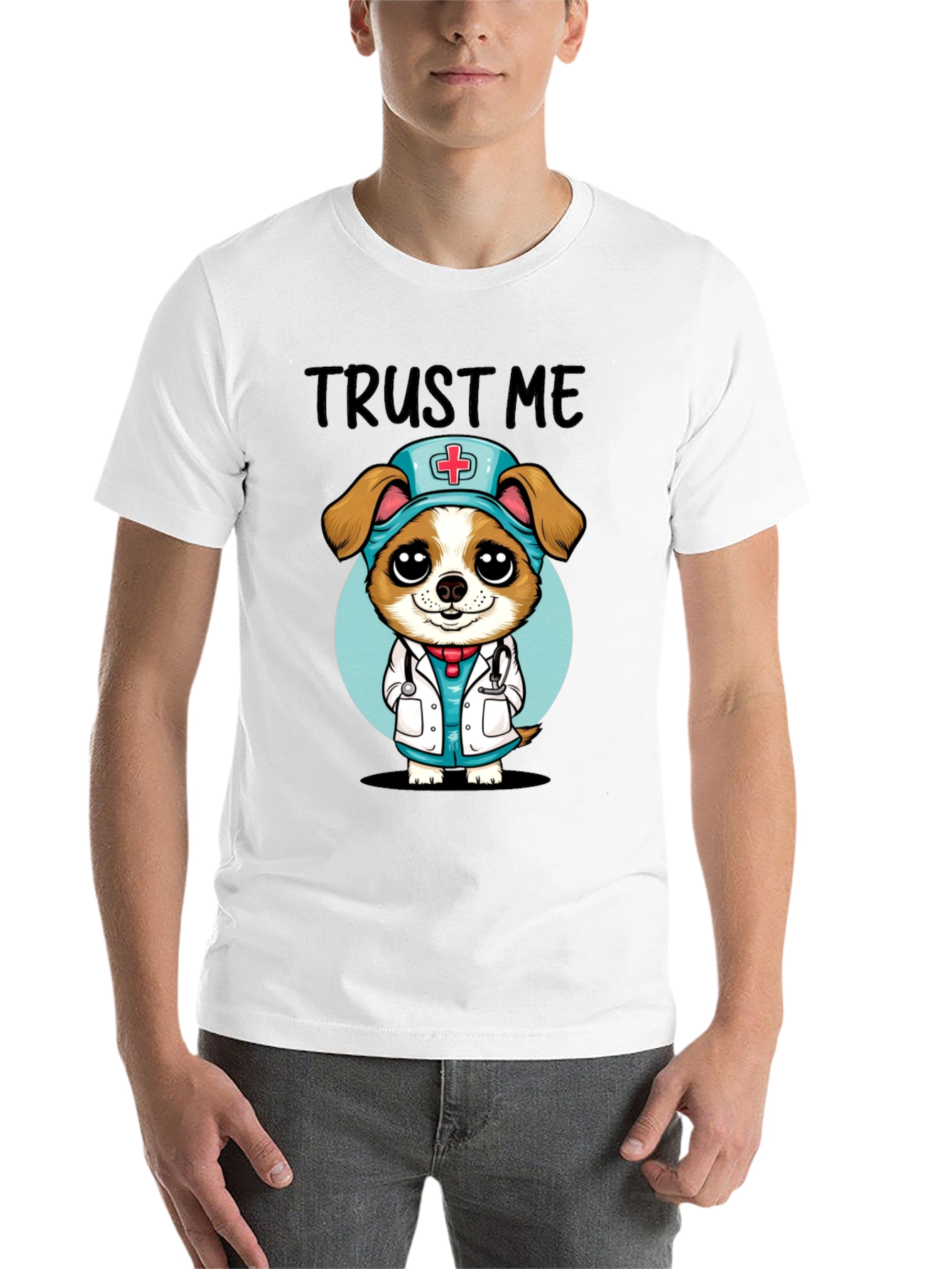 Black Trust Me, I'm a Dog-tor! Novelty T-Shirt view 14