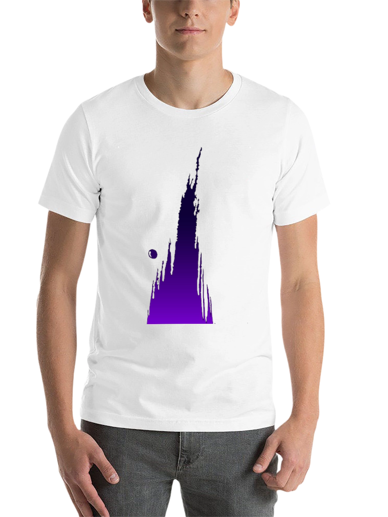 Black Abstract Purple Drip Design Black T-Shirt view 14