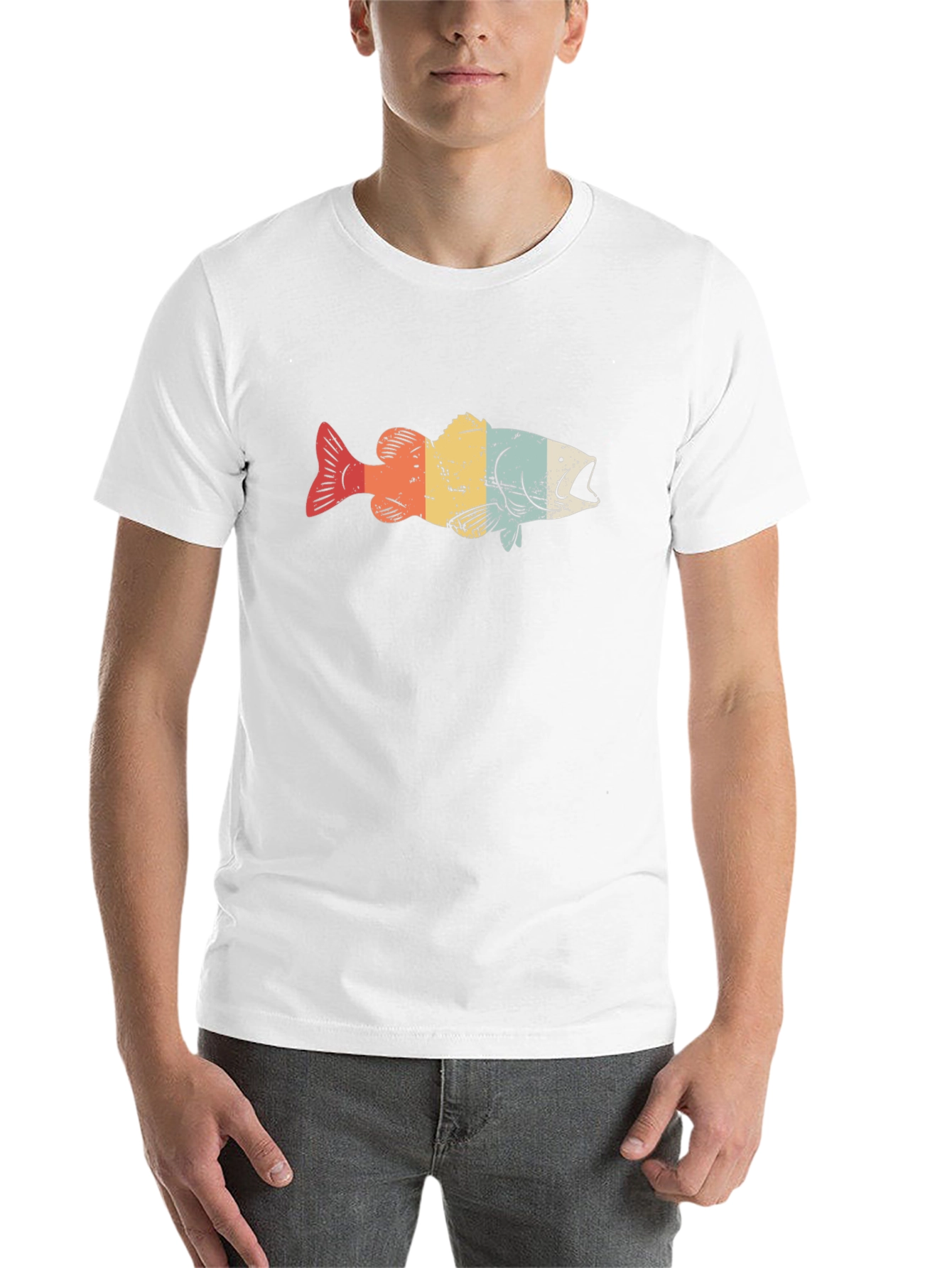 Black Retro Fish Graphic T-Shirt - Vintage Style Design view 14
