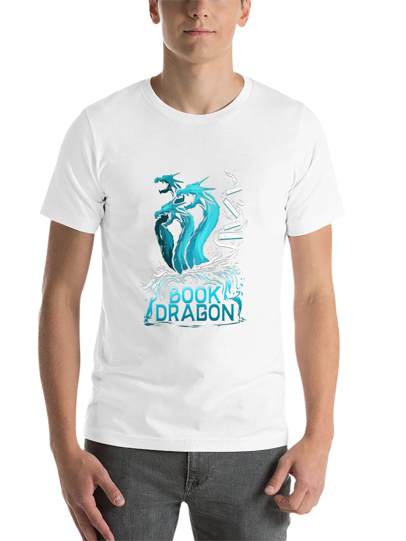 Book Dragon T-Shirt - Fantasy Literature Tee - 14