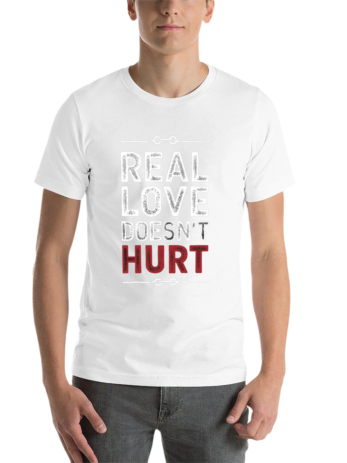 Black Real Love Doesn't Hurt Graphic T-Shirt view 14