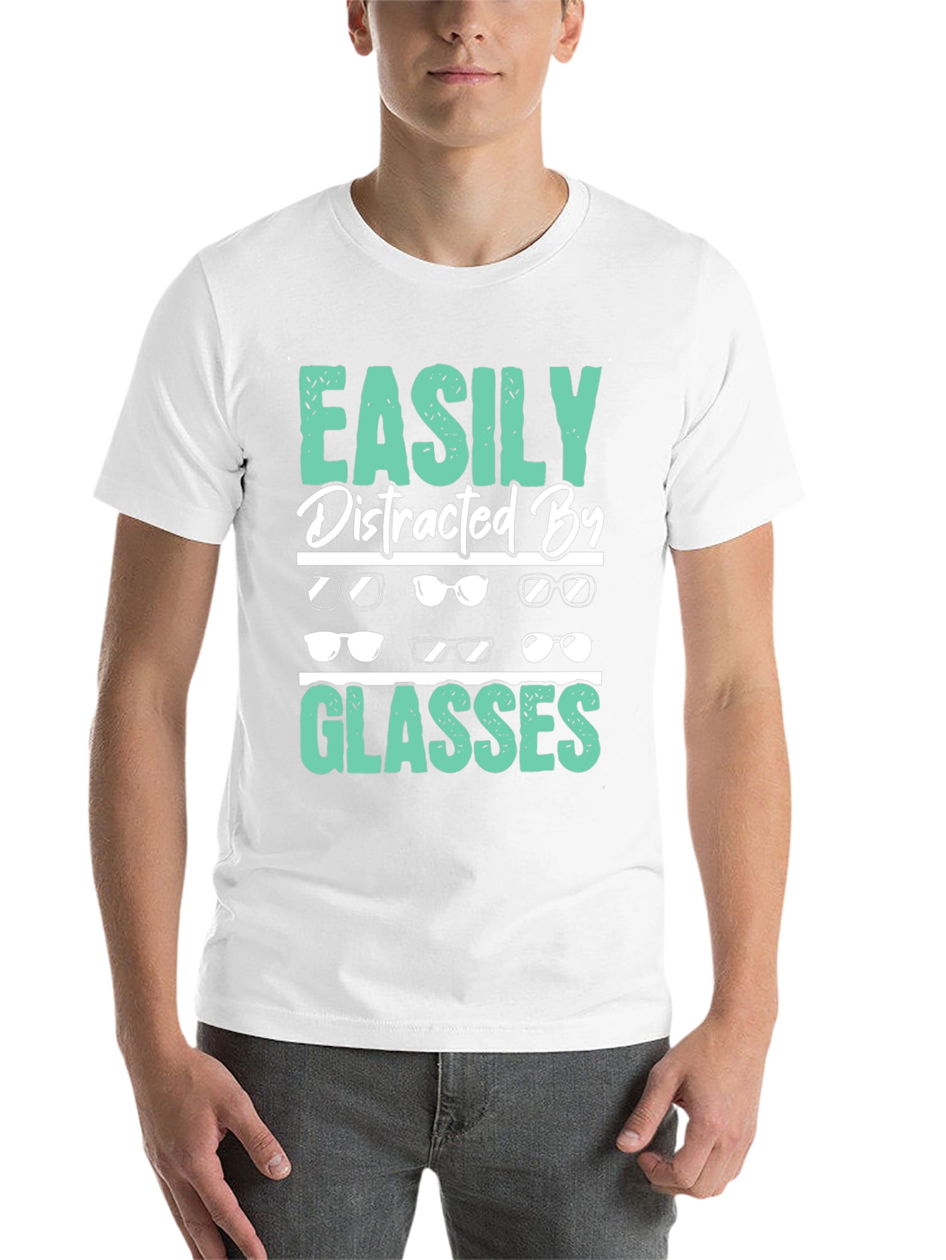 Black Easily Distracted By Glasses T-Shirt view 14