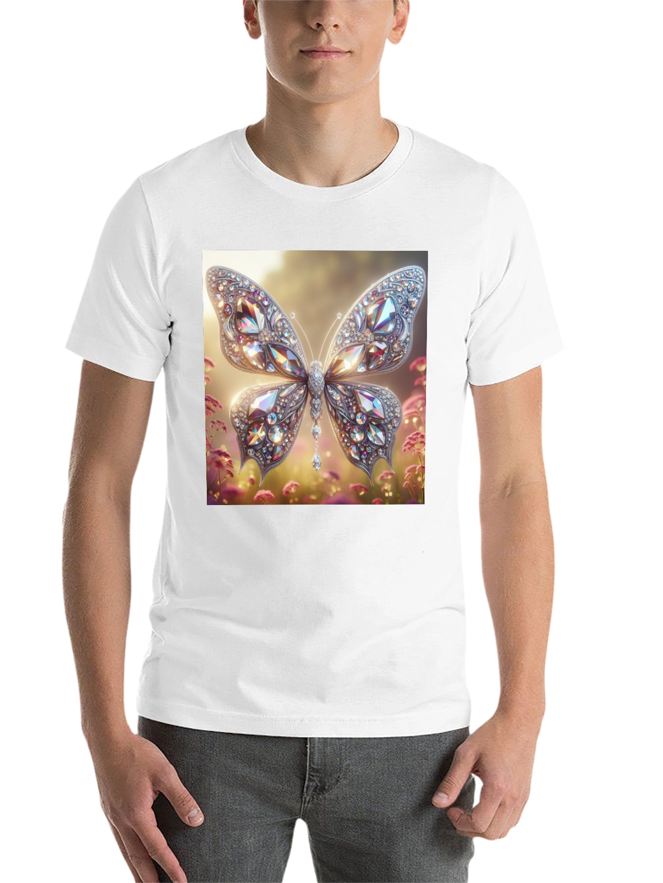 Black Diamond Butterfly Graphic Tee - Stylish Men's T-Shirt view 14