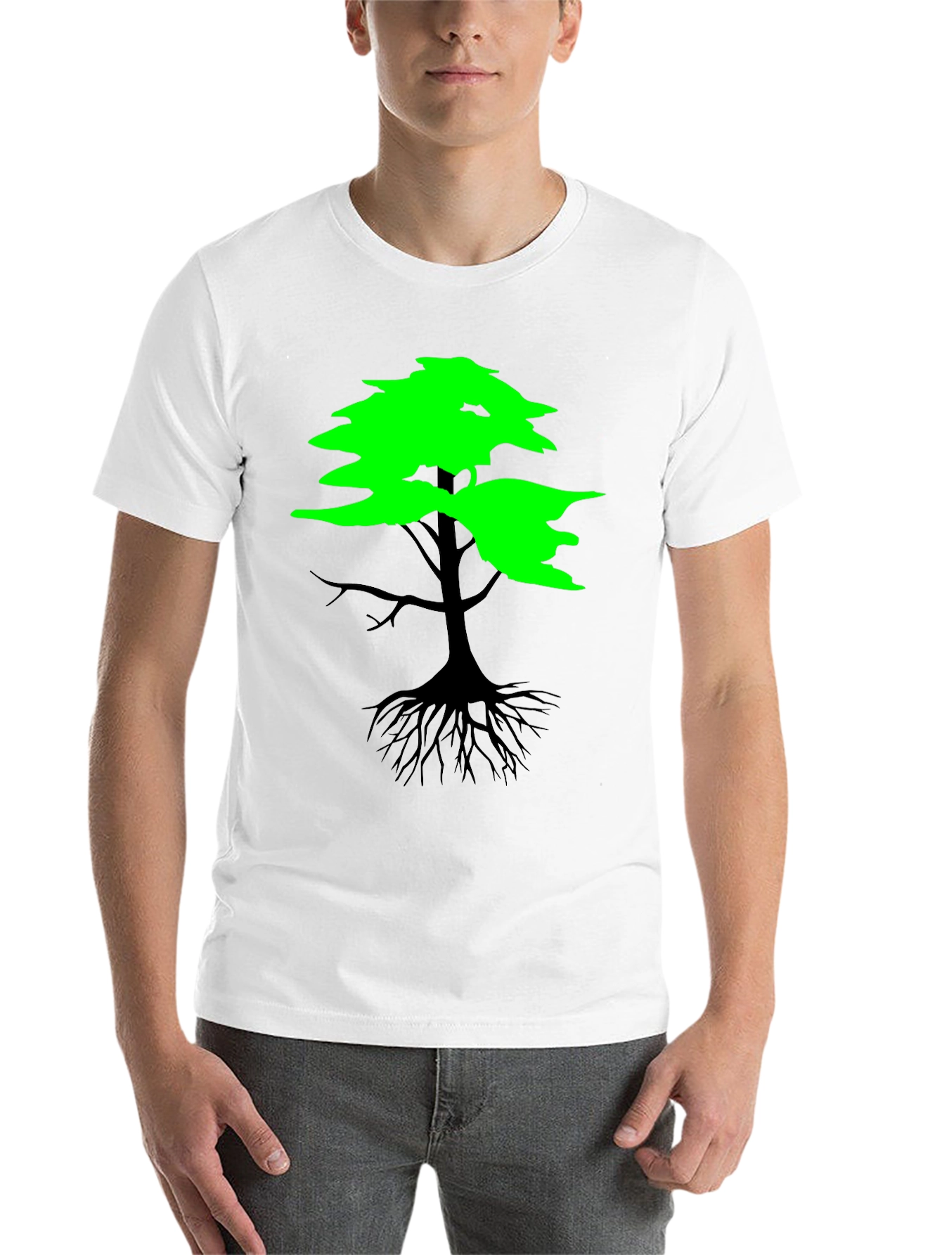 Black Nature Inspired Tree Graphic T-Shirt view 14