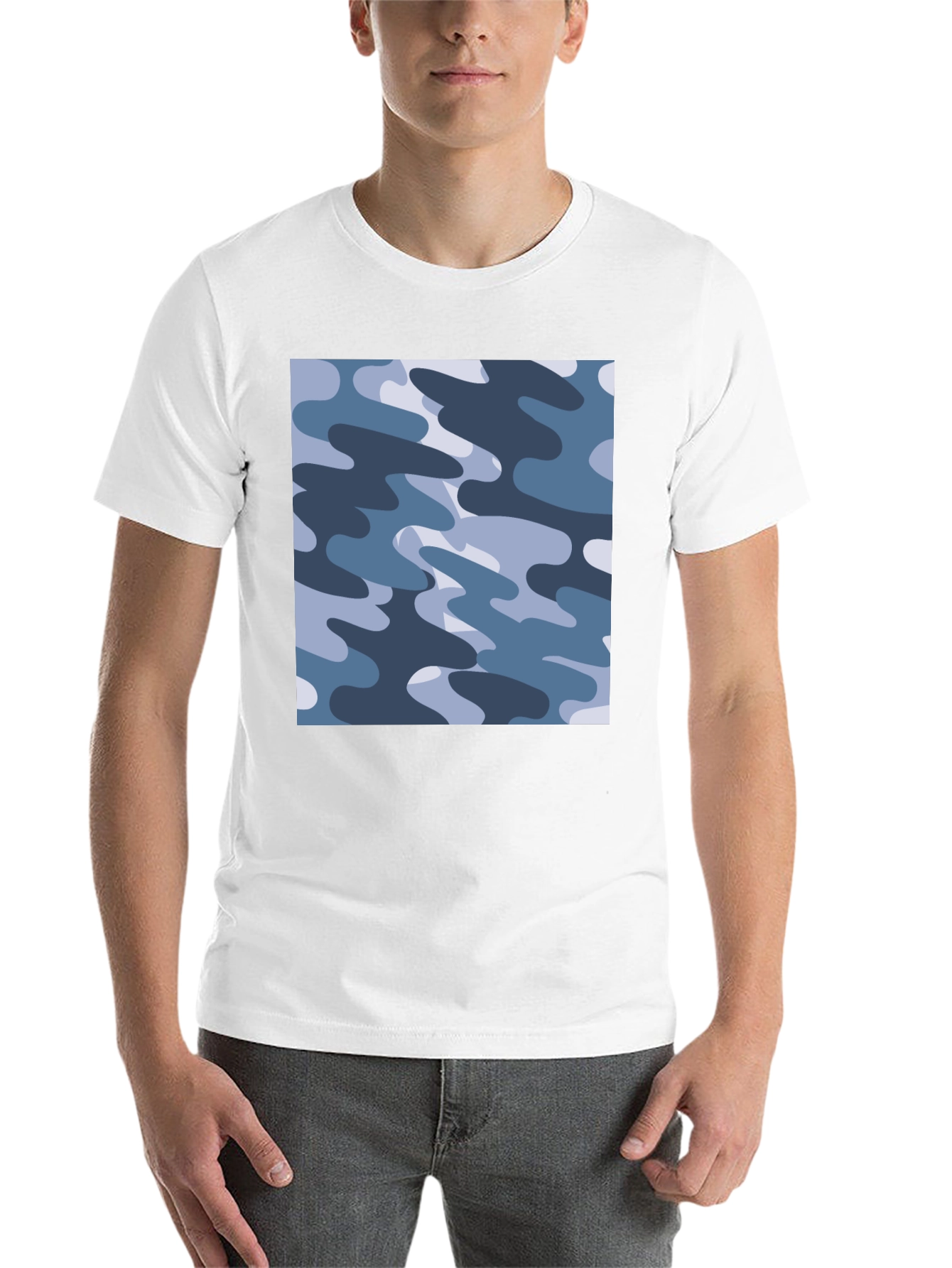 Black Men's Black Camouflage Print T-Shirt view 14