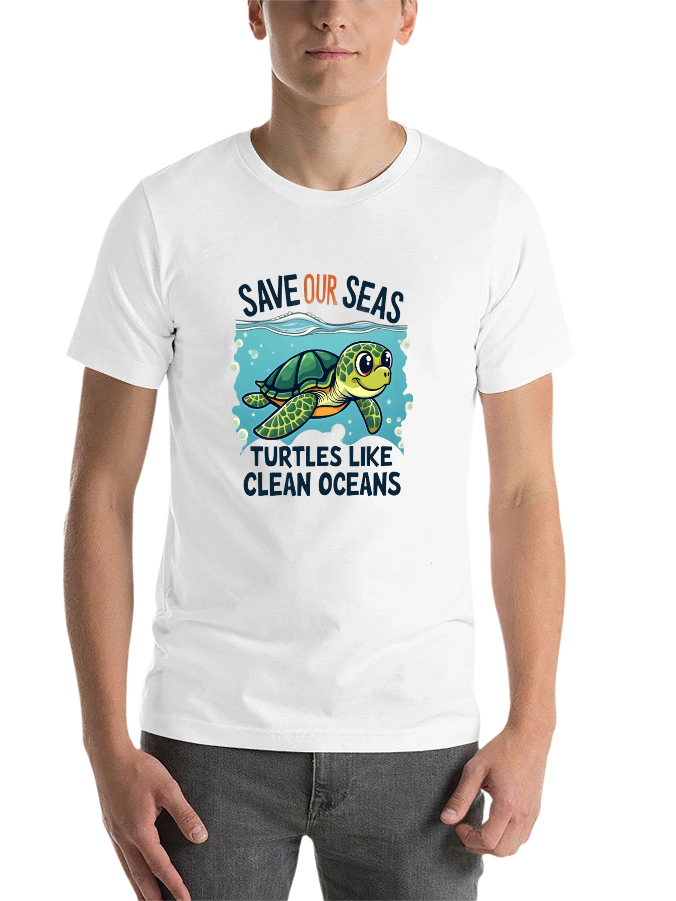 Black Save Our Seas Turtle Graphic Tee - Black view 14
