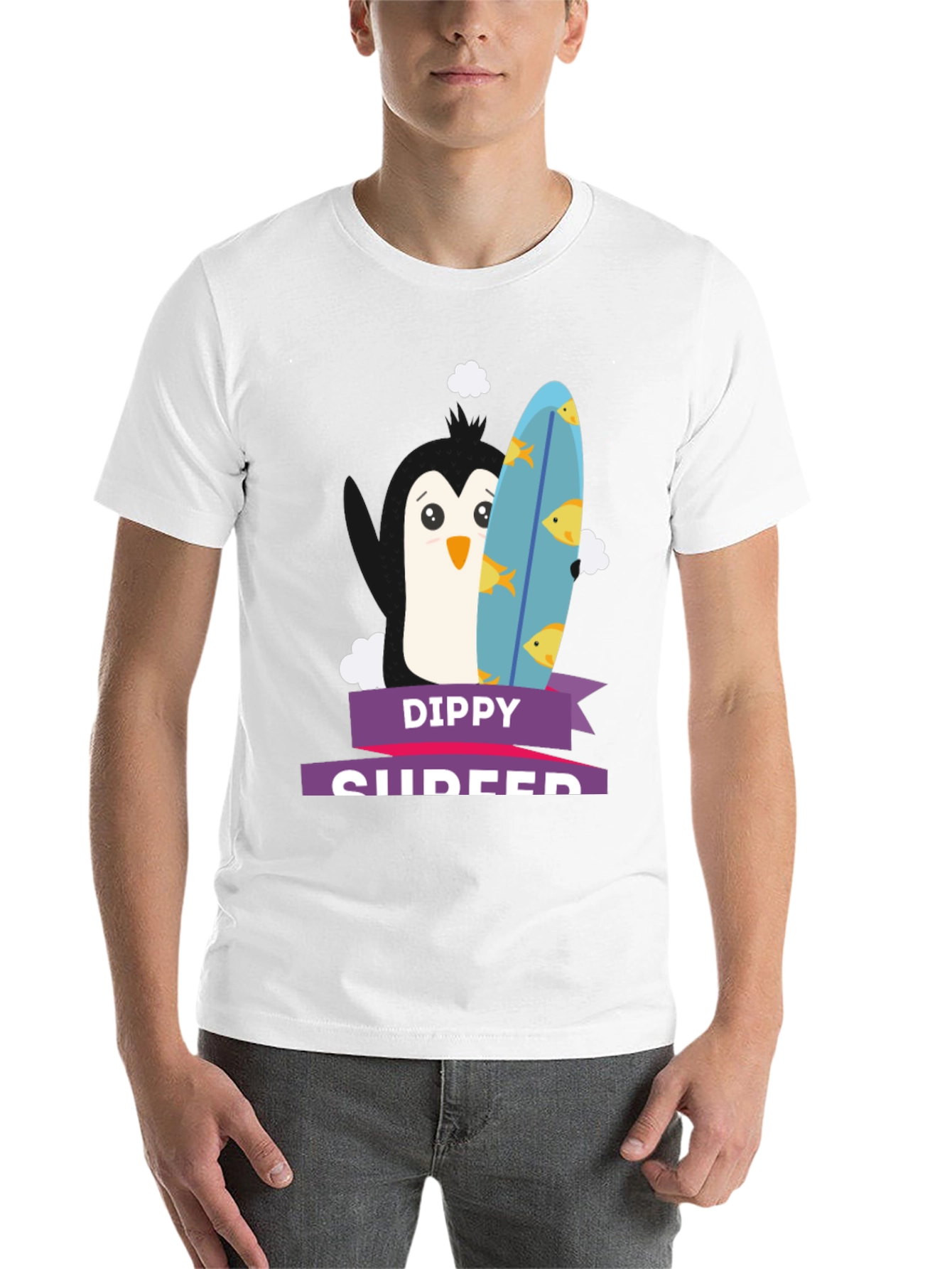 Black Dippy Surfer Graphic Tee - Penguin Surfboard Shirt view 14