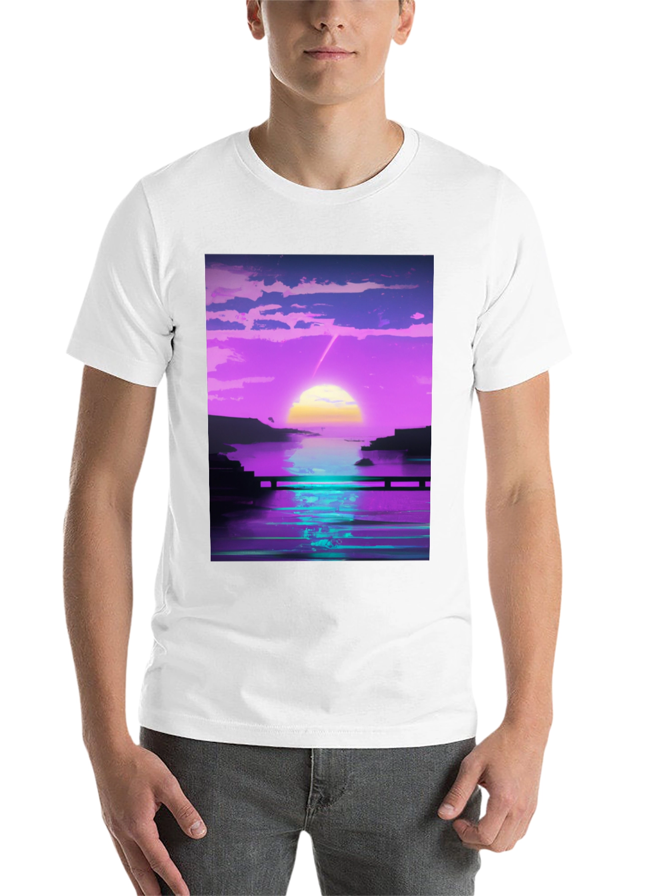 Black Vaporwave Sunset Graphic Tee - Retro Style view 14