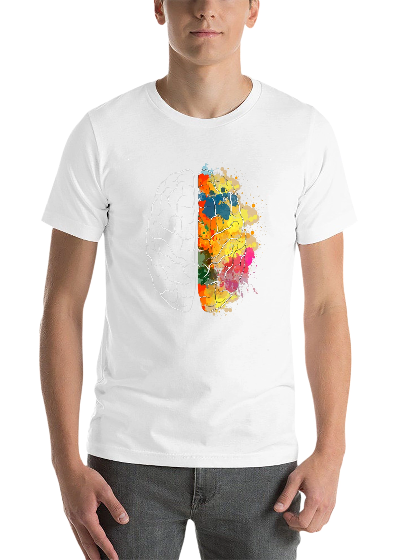Black Brain Art Graphic T-Shirt - Creative Mind Tee view 14