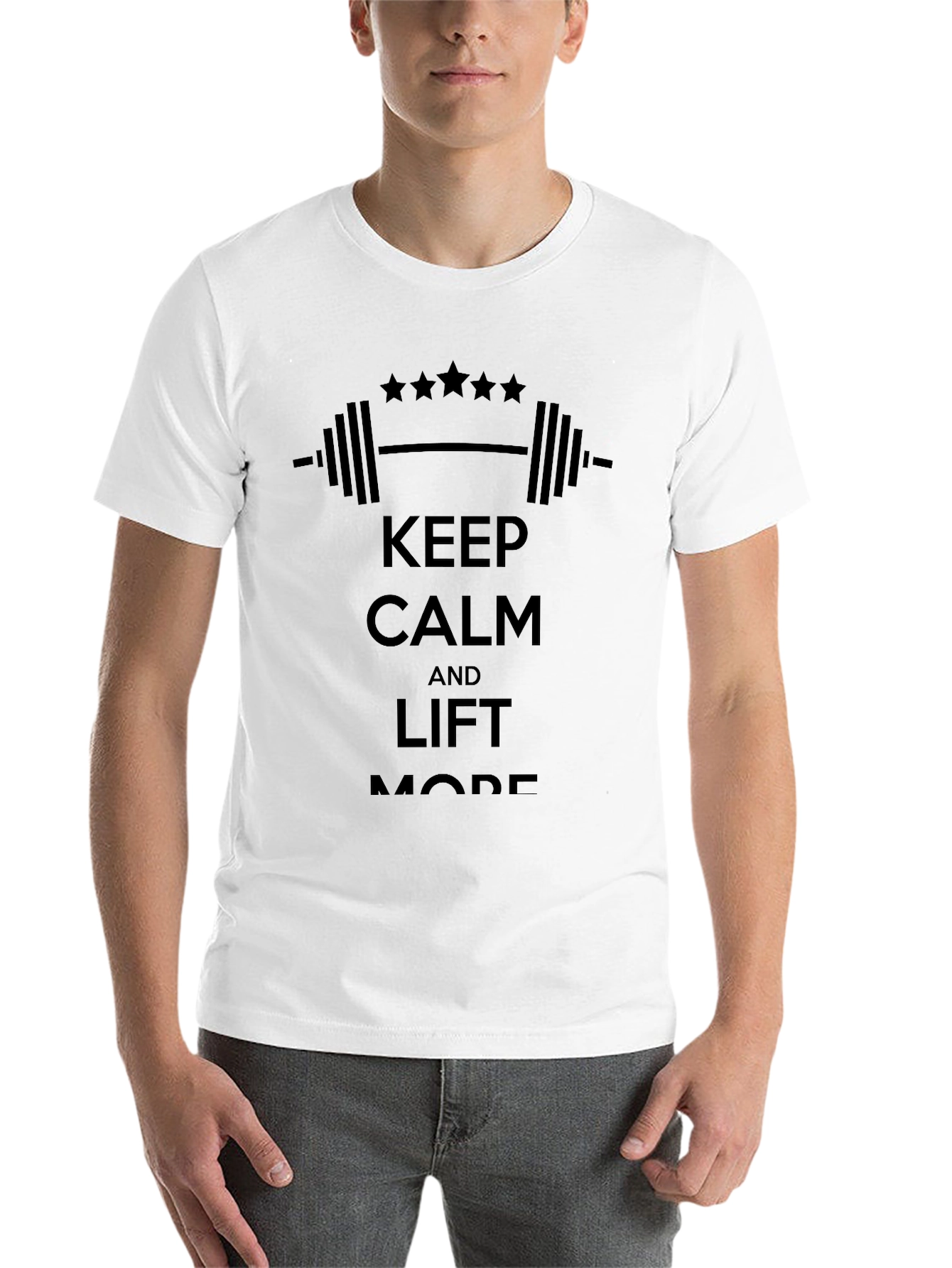 Black Keep Calm and Lift More Black T-Shirt view 14