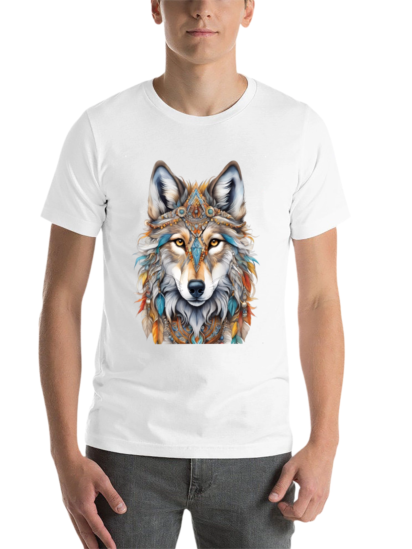 Wolf Spirit T-Shirt - Tribal Headdress Design - 14