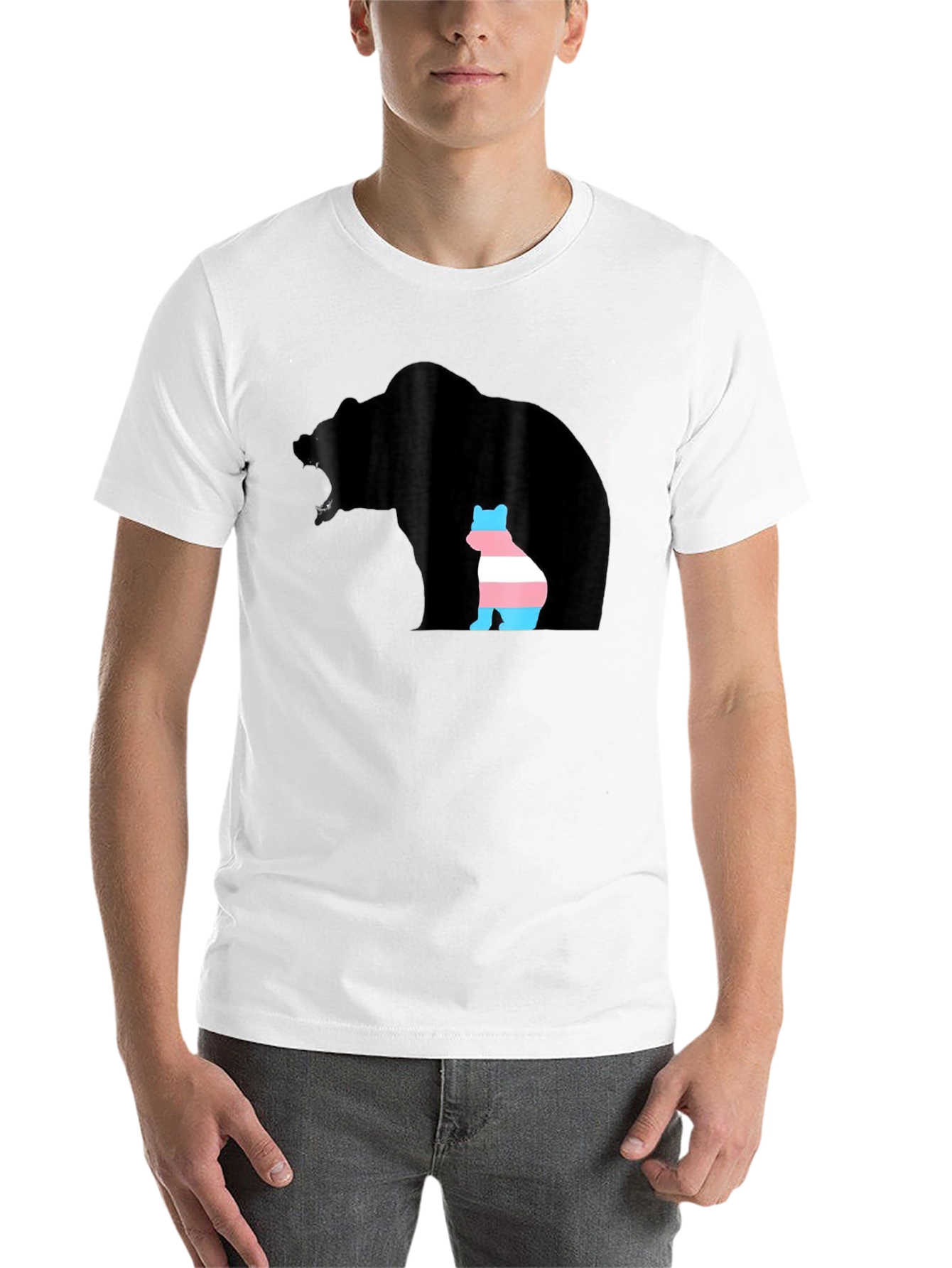 Black Transgender Pride Bear Graphic T-Shirt view 14