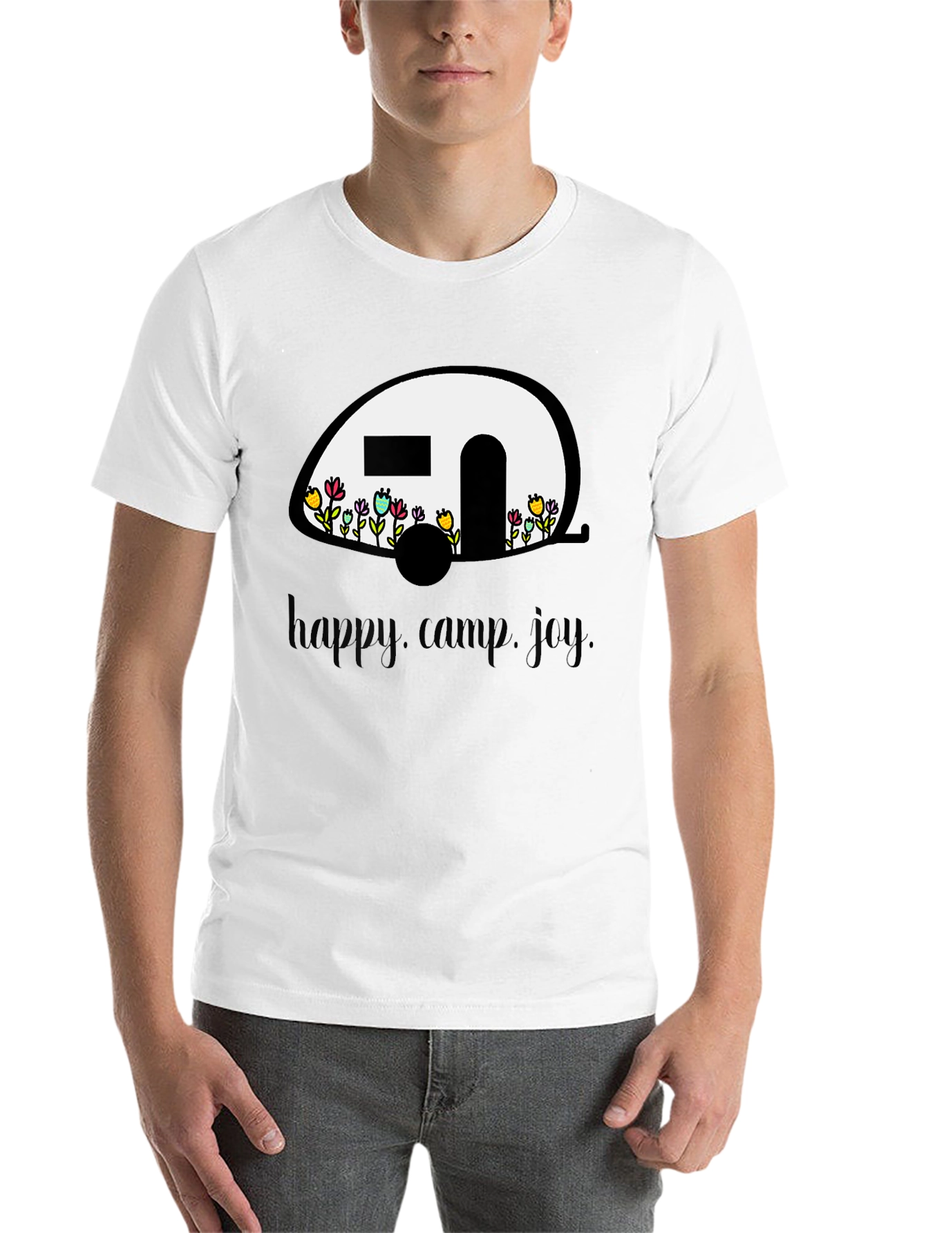 Black Happy Camper T-Shirt - Floral RV Design view 14