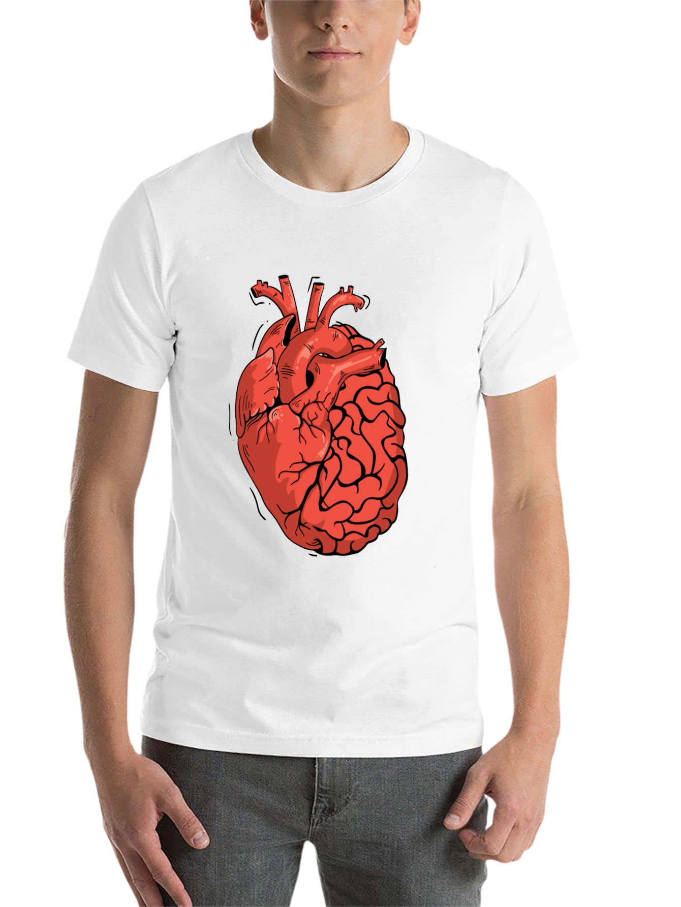 Black Heart-Brain Graphic Tee - Stylish Black T-Shirt view 14