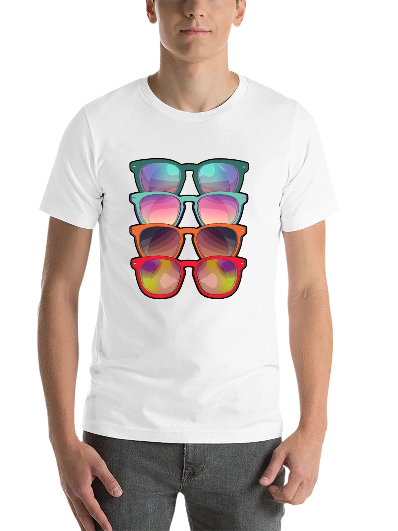 Black Sunglasses Stack Graphic Tee - Cool Casual Style view 14