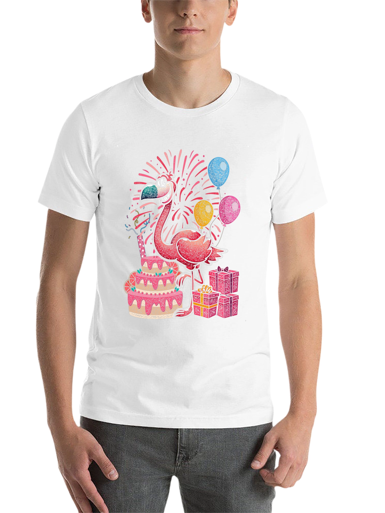 Black Flamingo Birthday Party T-Shirt view 14