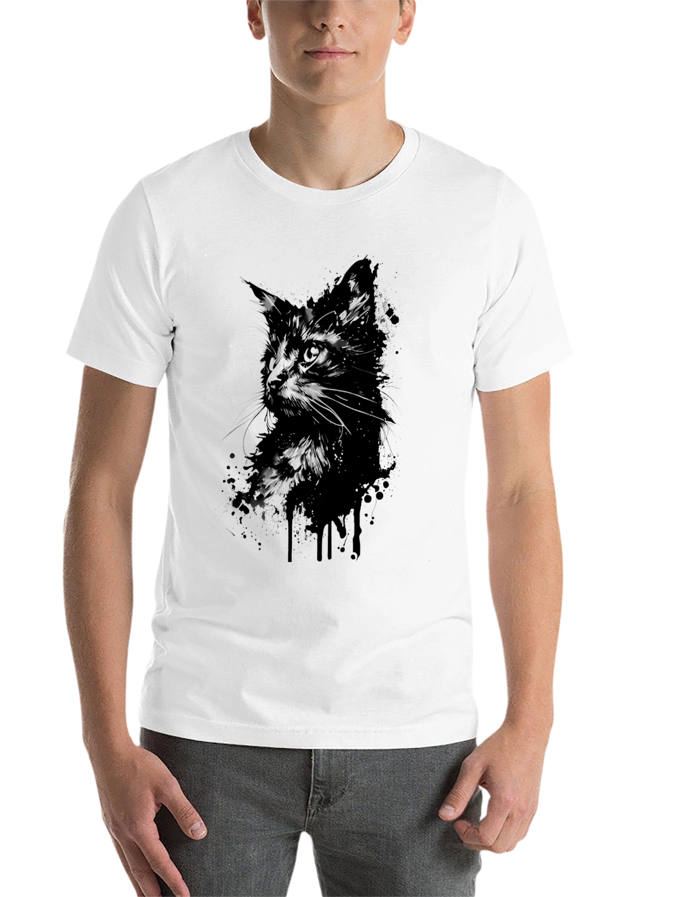 Black Black Cat Silhouette Graphic T-Shirt - Mens view 14