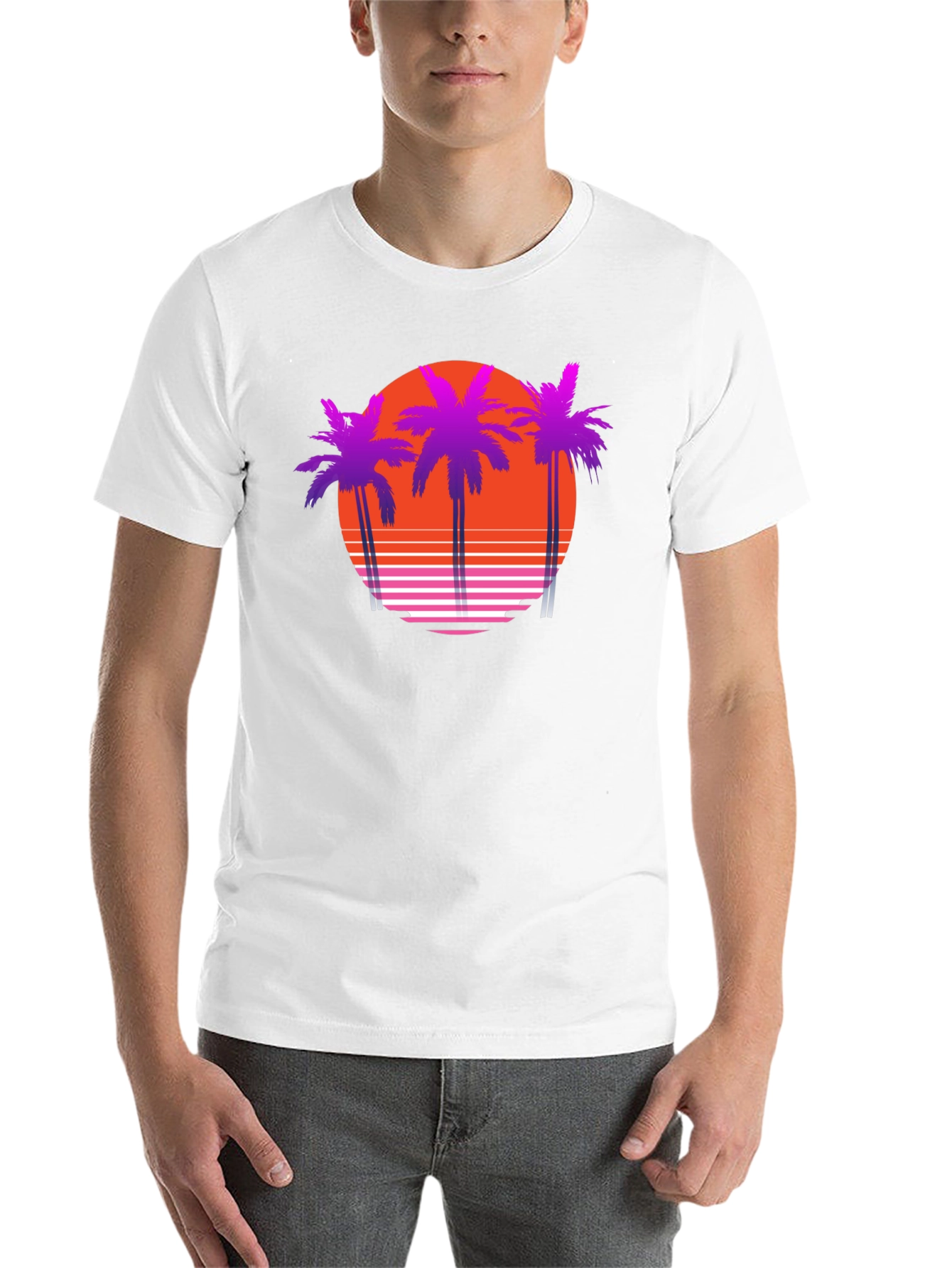 Black Retro Sunset Palm Tree T-Shirt view 14