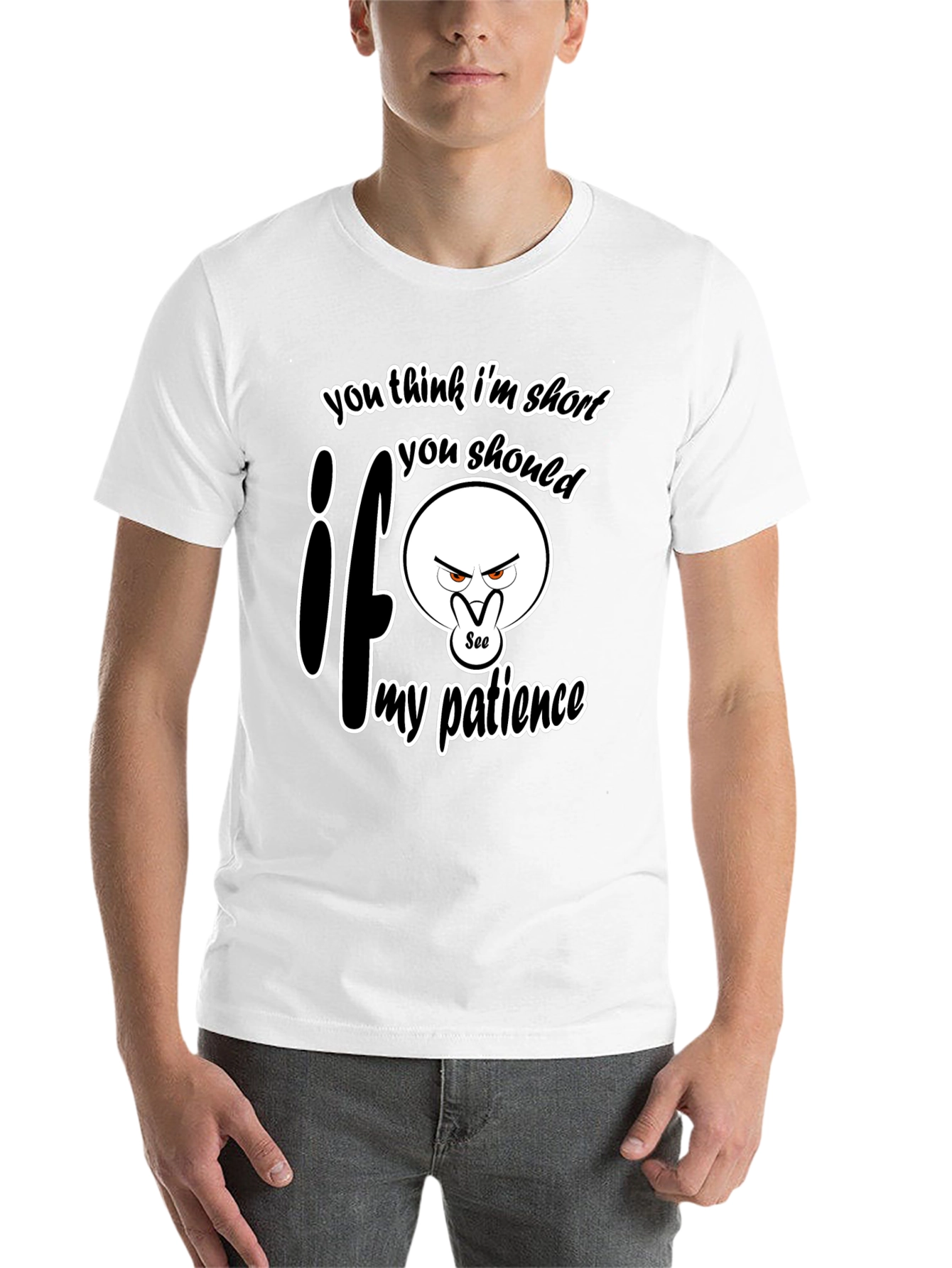 Black Funny "Short Patience" Graphic T-Shirt view 14