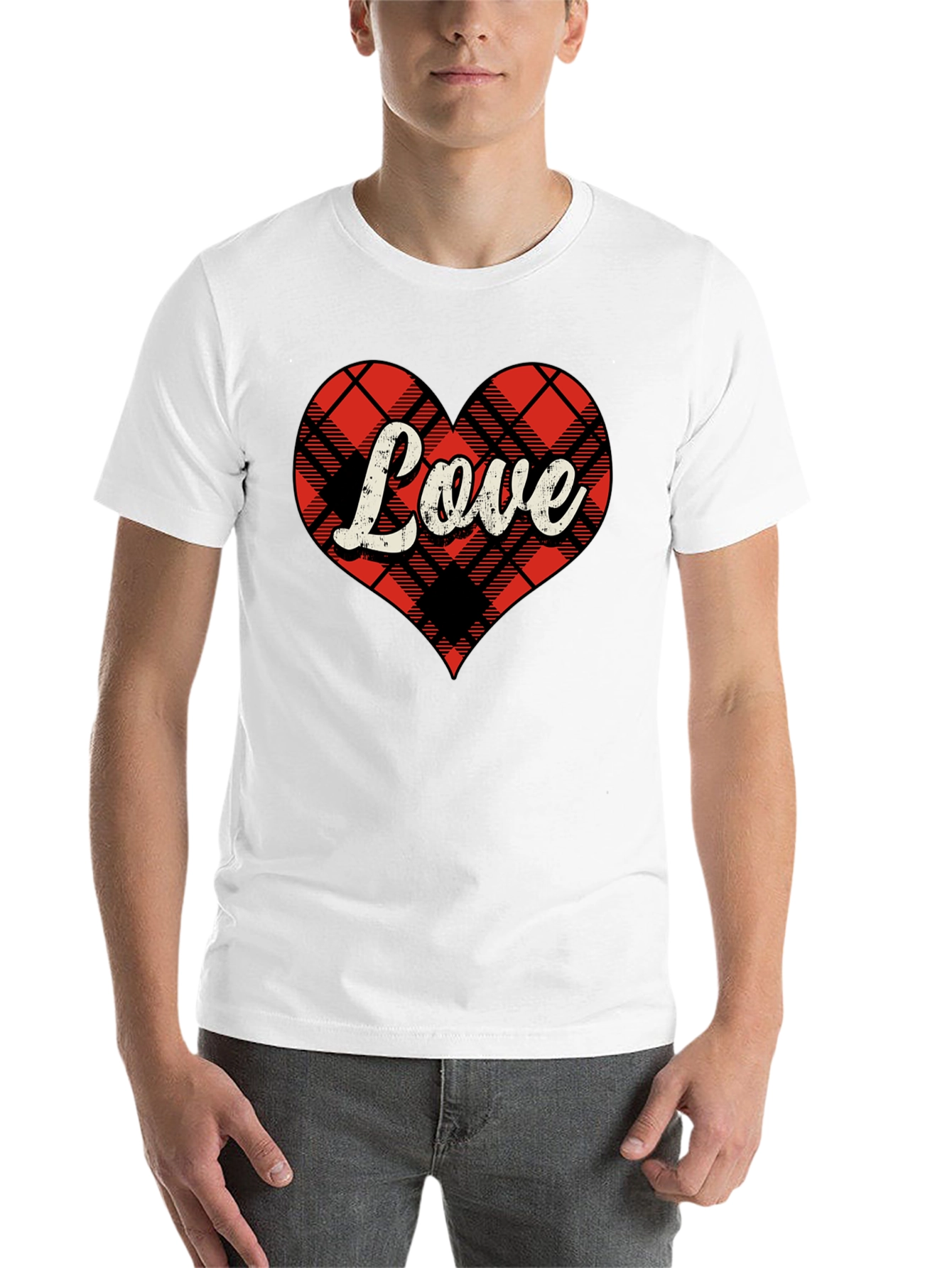 Black Plaid Heart Love Graphic Tee - Stylish & Comfy view 14