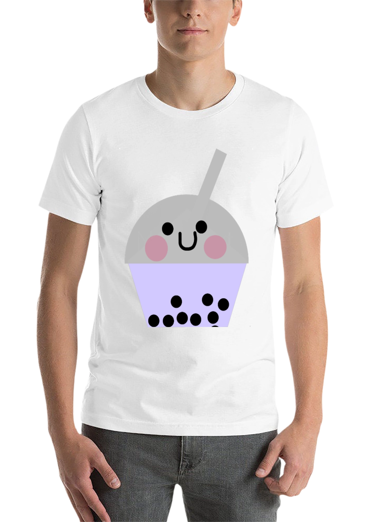 Black Cute Bubble Tea Graphic T-Shirt - Unisex Black Tee view 14