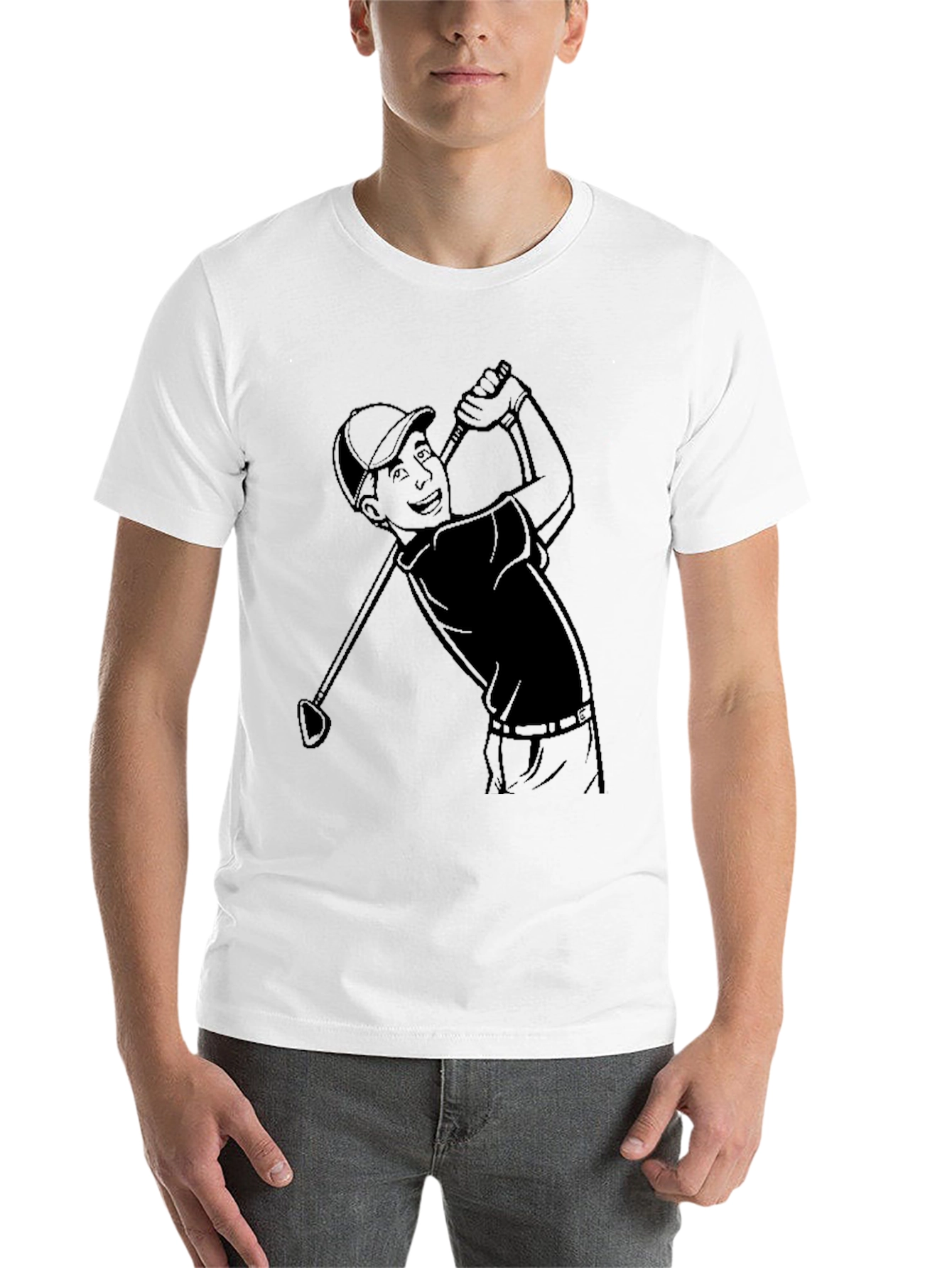 Black Golf Cartoon Tee - Classic Player Design view 14