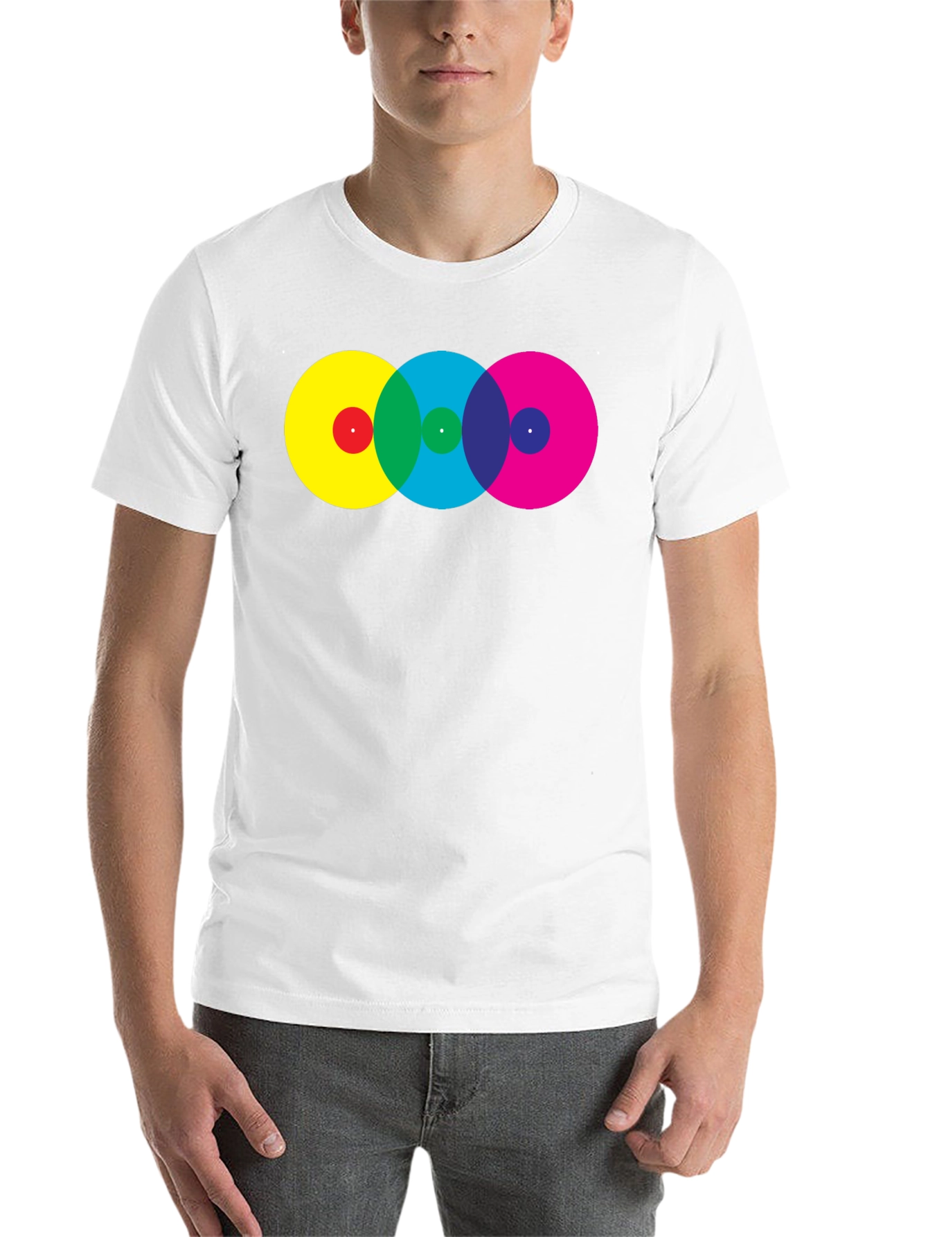 Black Retro Circles T-Shirt - Vivid Colors, Modern Fit view 14